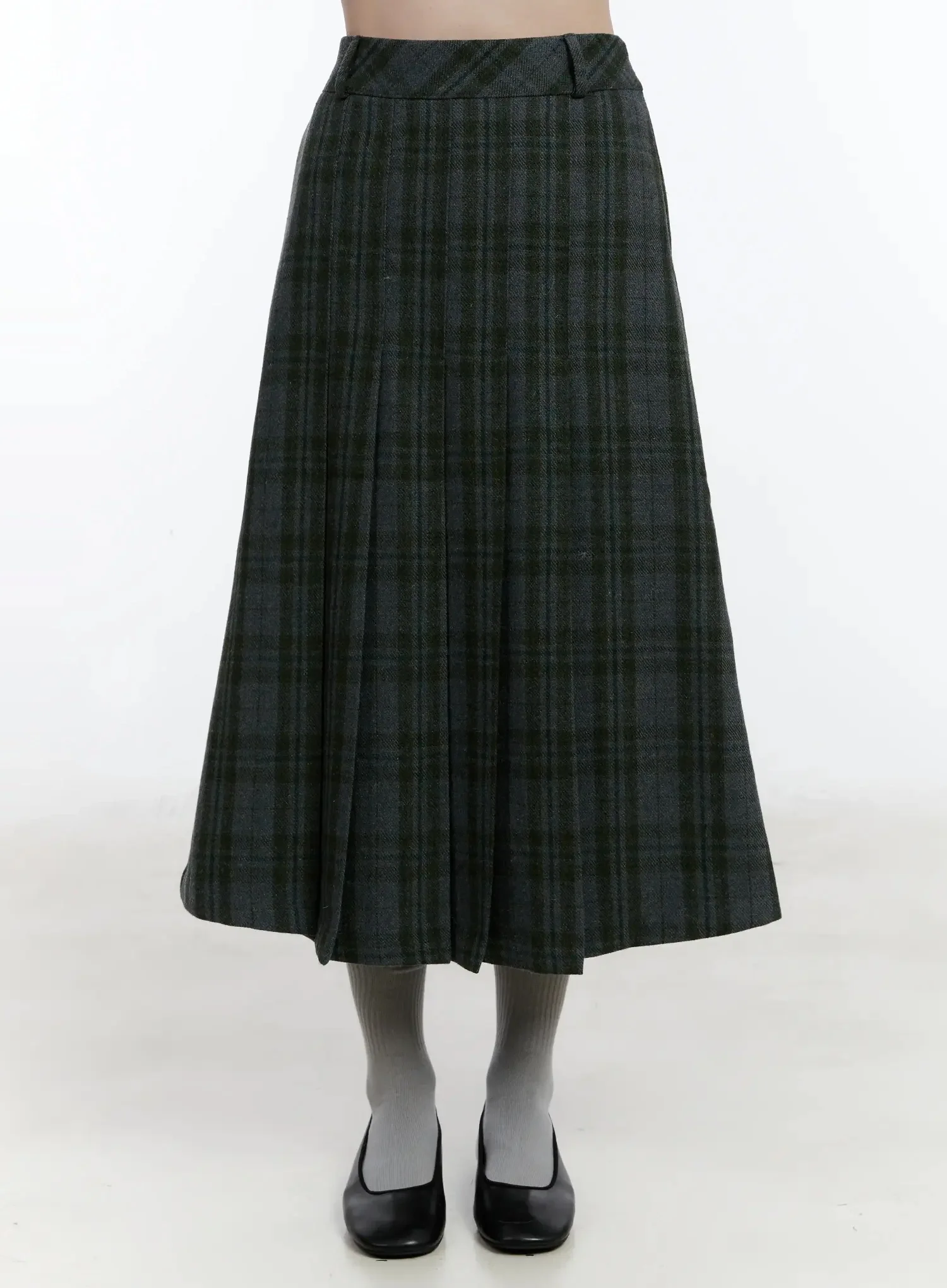 Plaid A-Line Midi Skirt ID526