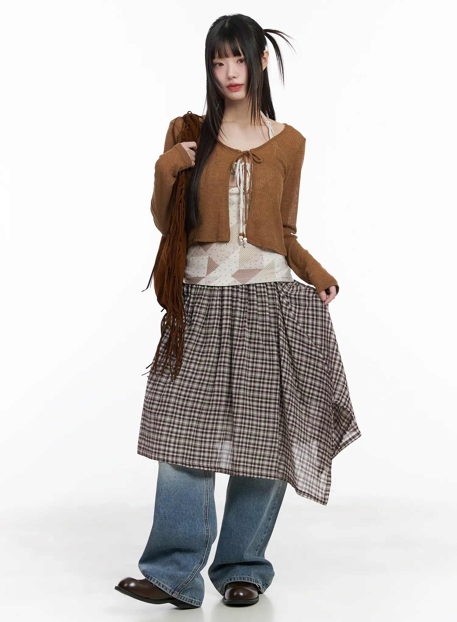 Plaid Asymmetrical Midi Skirt CM524 - Image 9