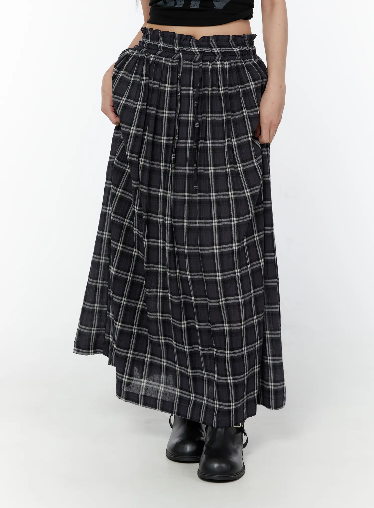 Plaid Flare Maxi Skirt CY519 - Image 2