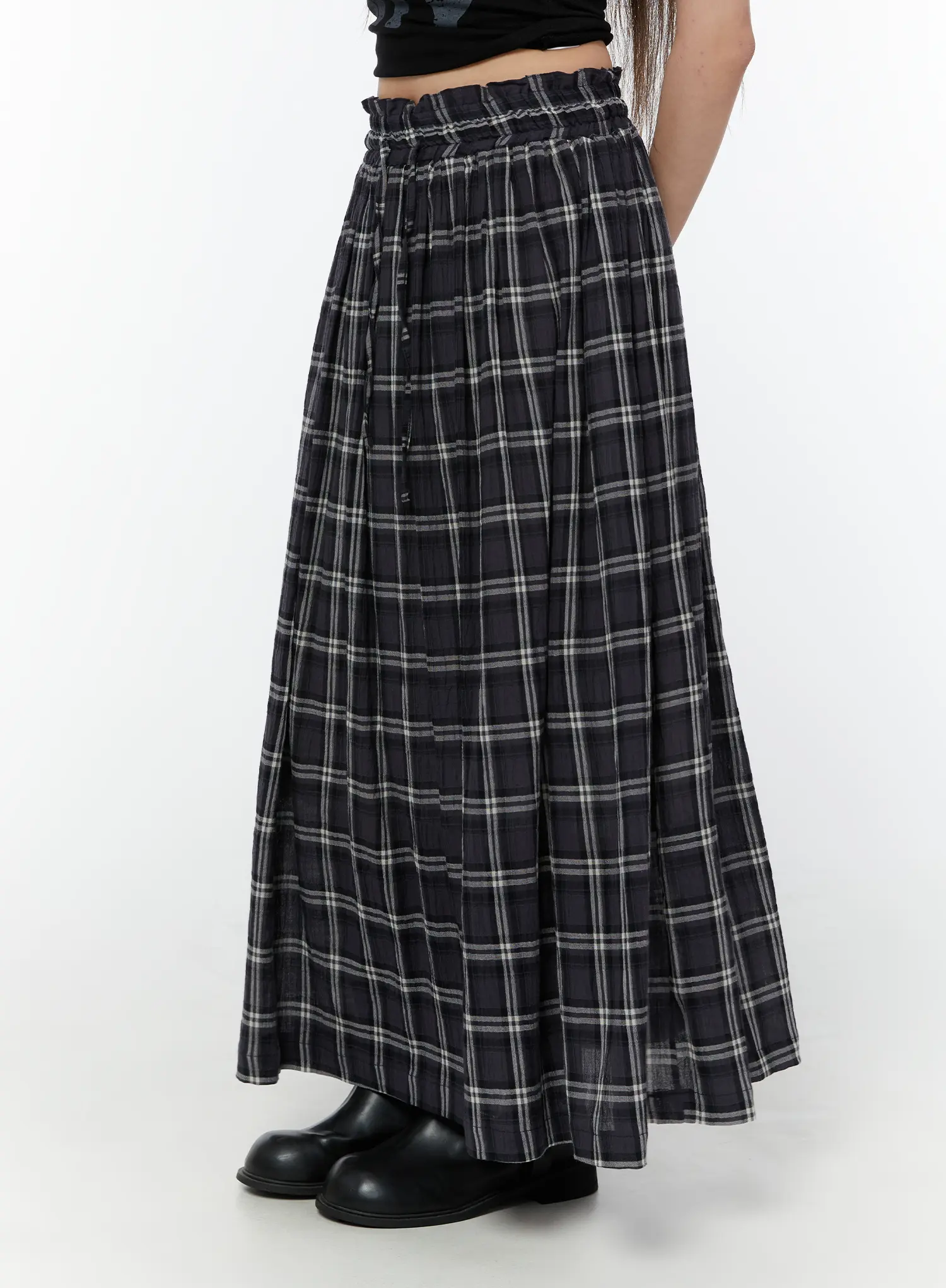 Plaid Flare Maxi Skirt CY519 - Image 3