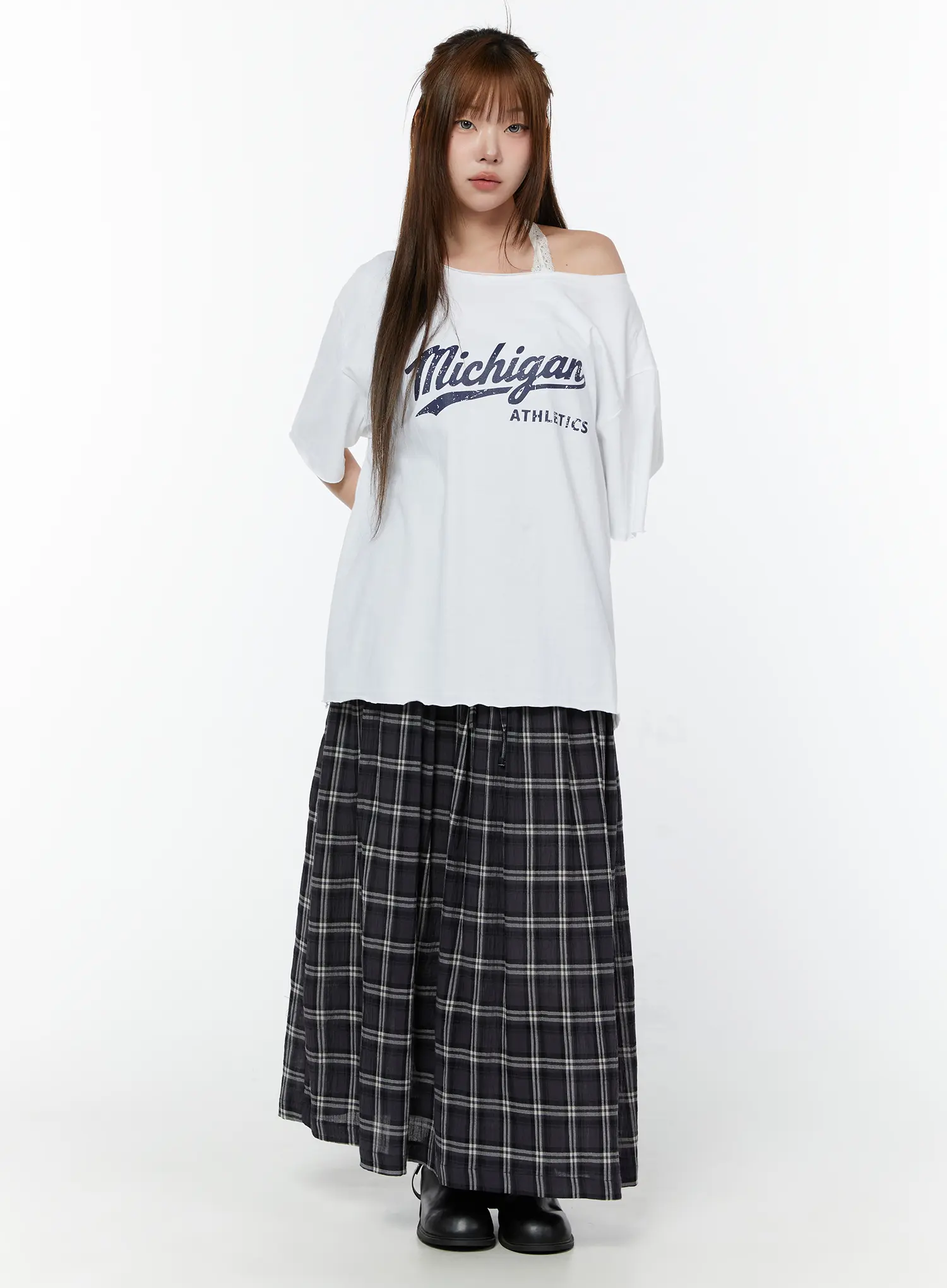 Plaid Flare Maxi Skirt CY519 - Image 5