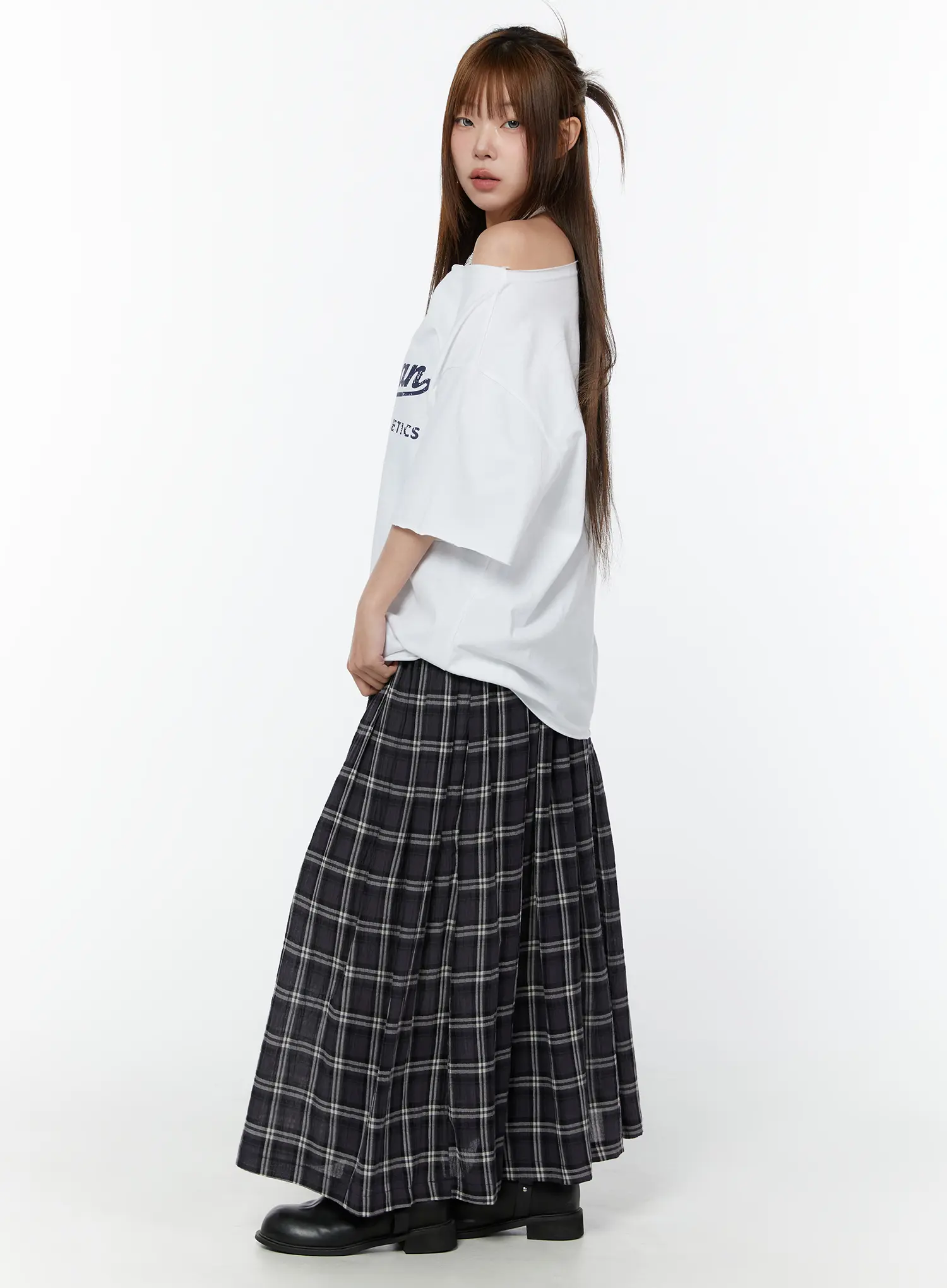 Plaid Flare Maxi Skirt CY519 - Image 6