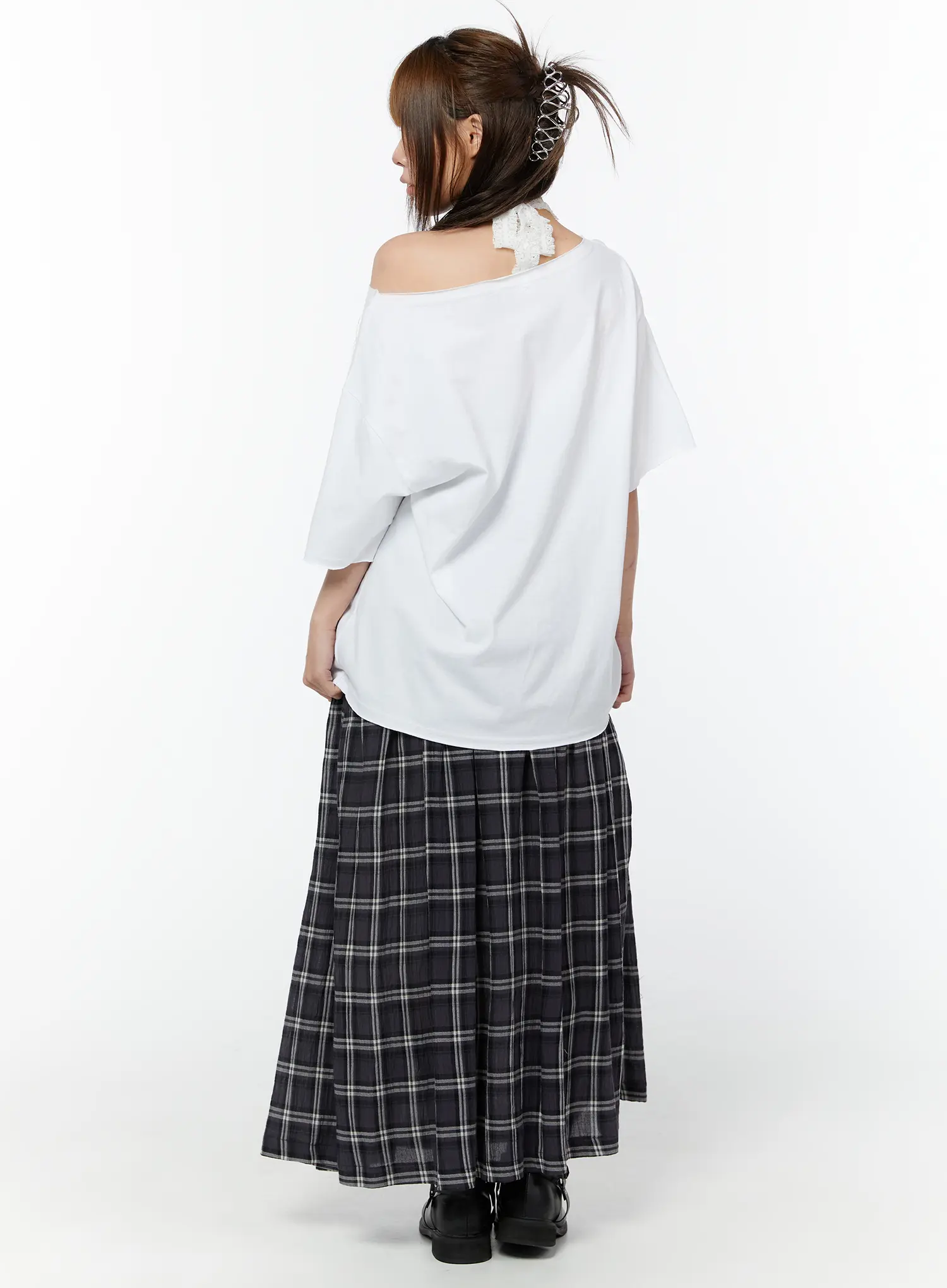 Plaid Flare Maxi Skirt CY519 - Image 7
