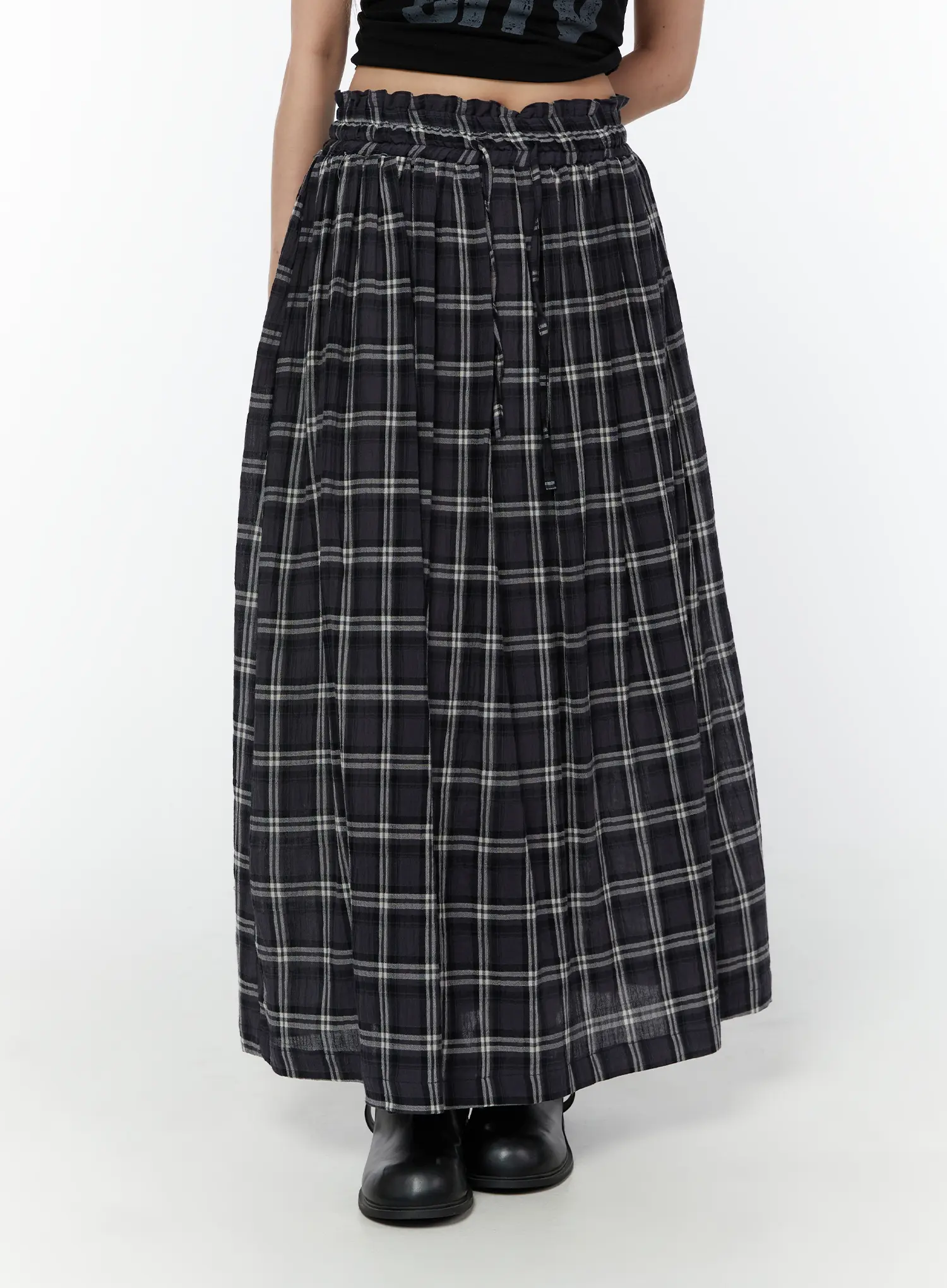 Plaid Flare Maxi Skirt CY519 - Image 9