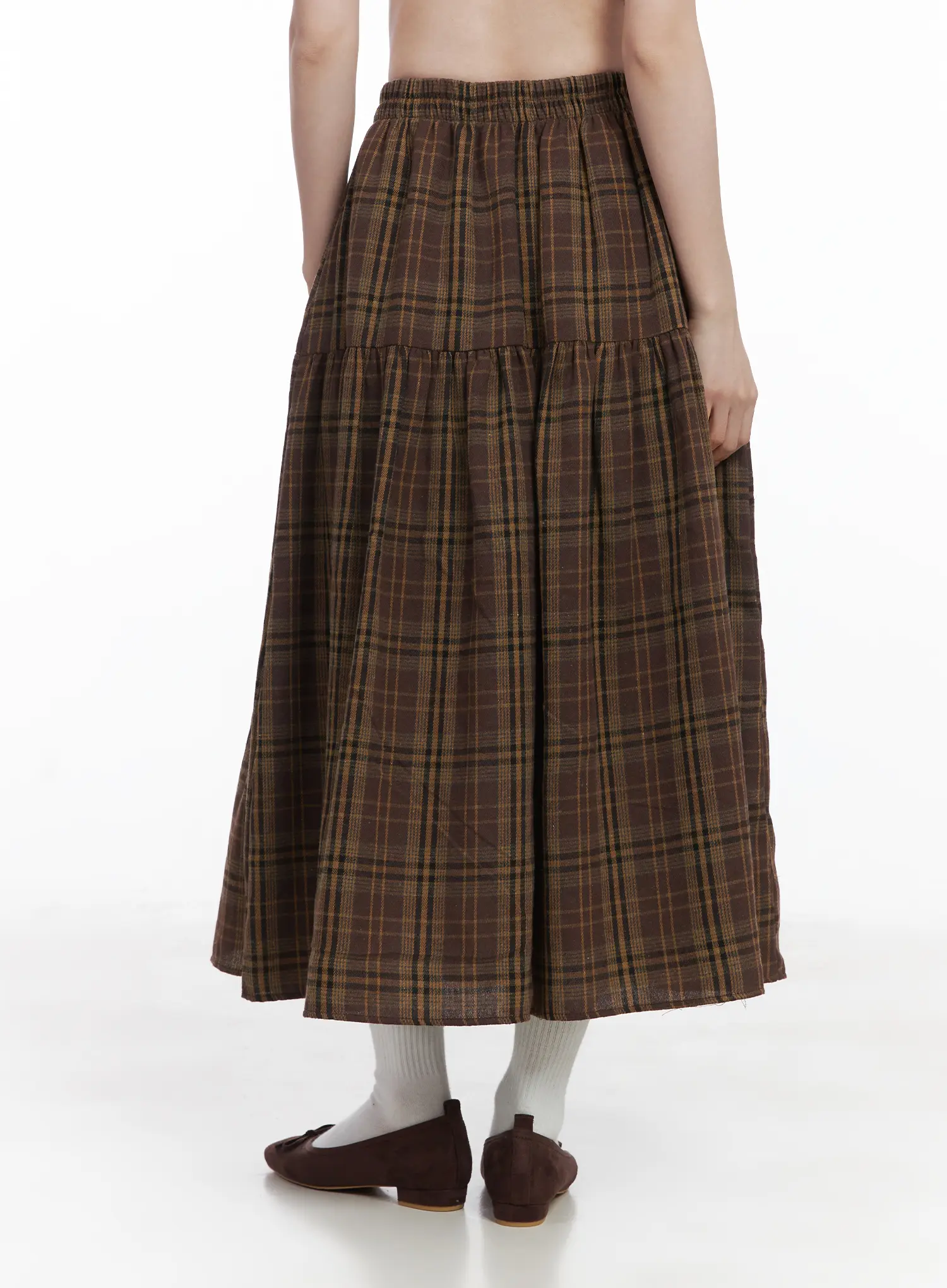 Plaid Frill Maxi Skirt CJ506 - Image 7