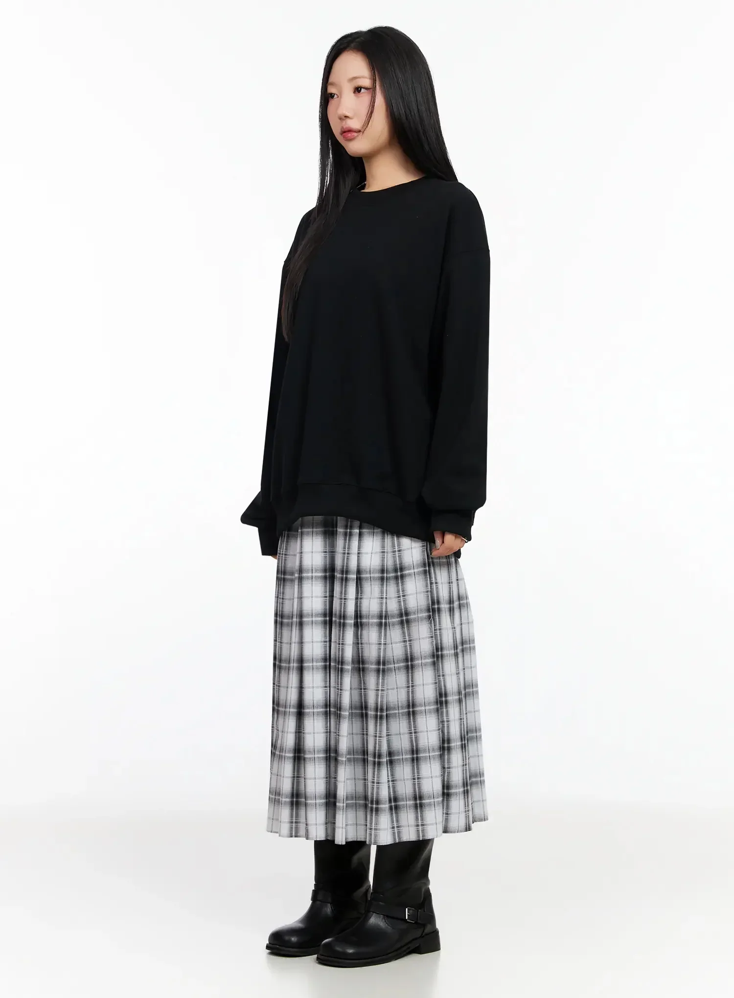 Plaid Layered Maxi Skirt IA507 - Image 7
