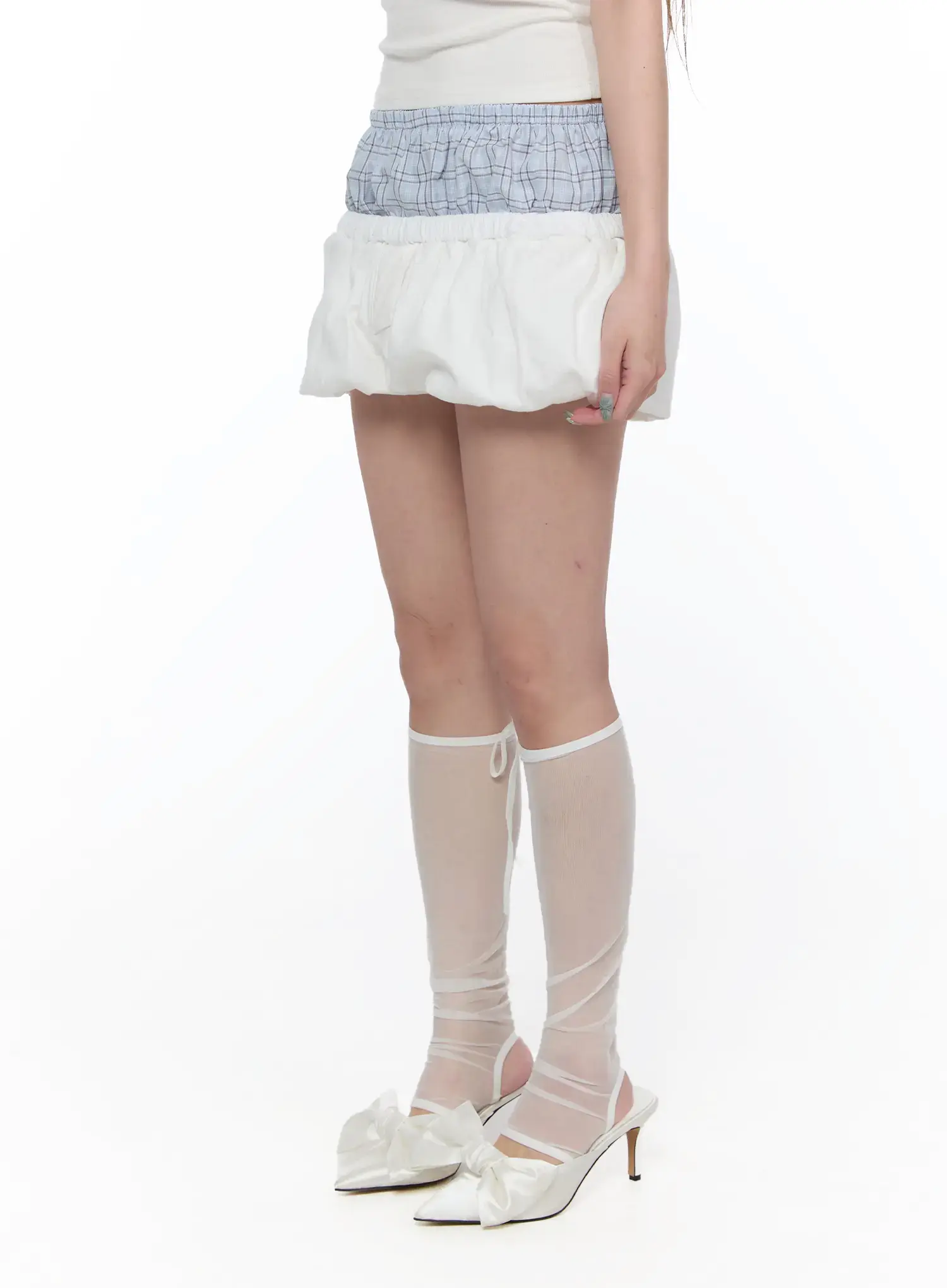 Plaid Layered Puff Shorts CA520 - Image 8