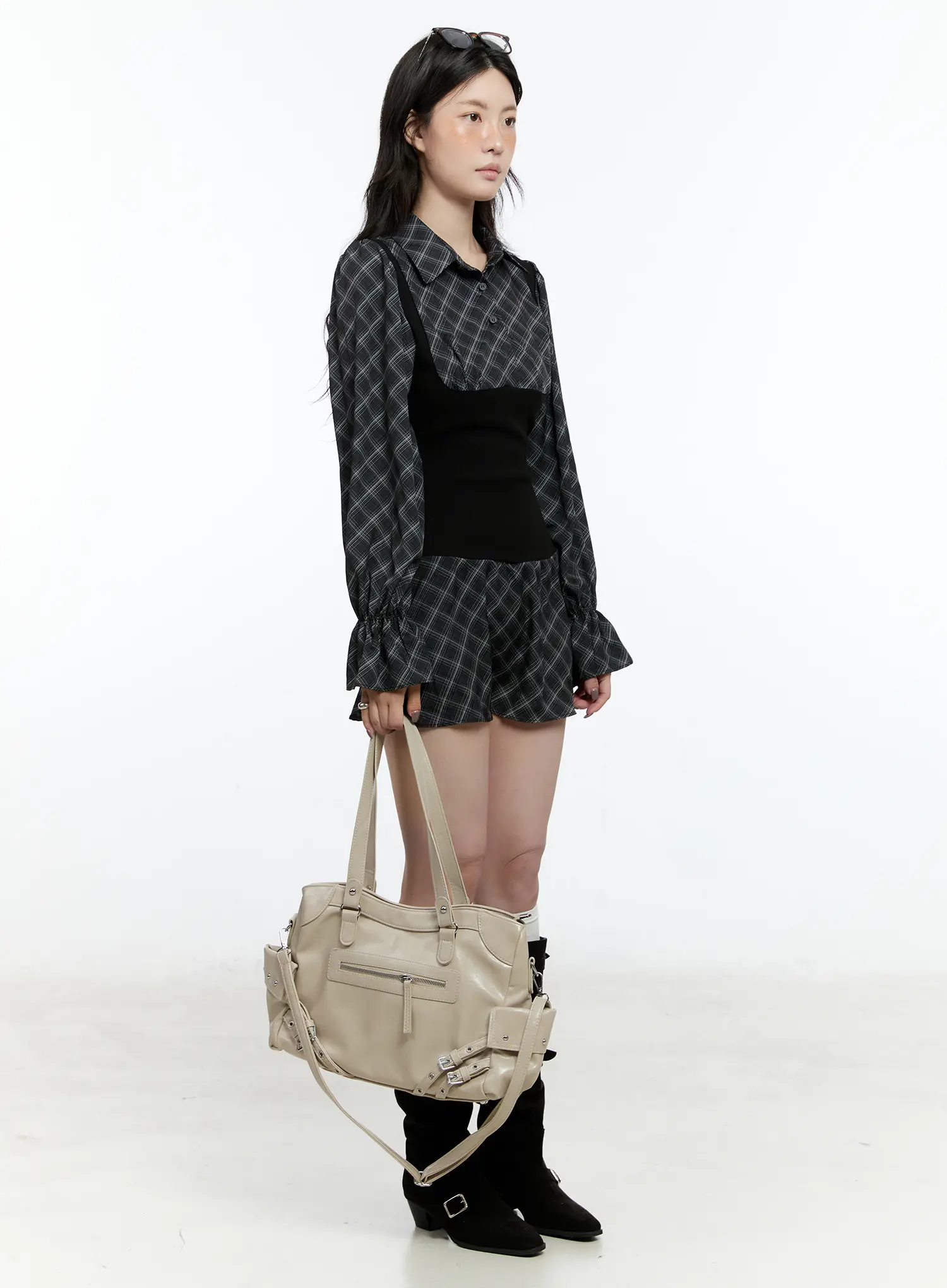 Plaid Long Sleeve Mini Dress CN517 - Image 8