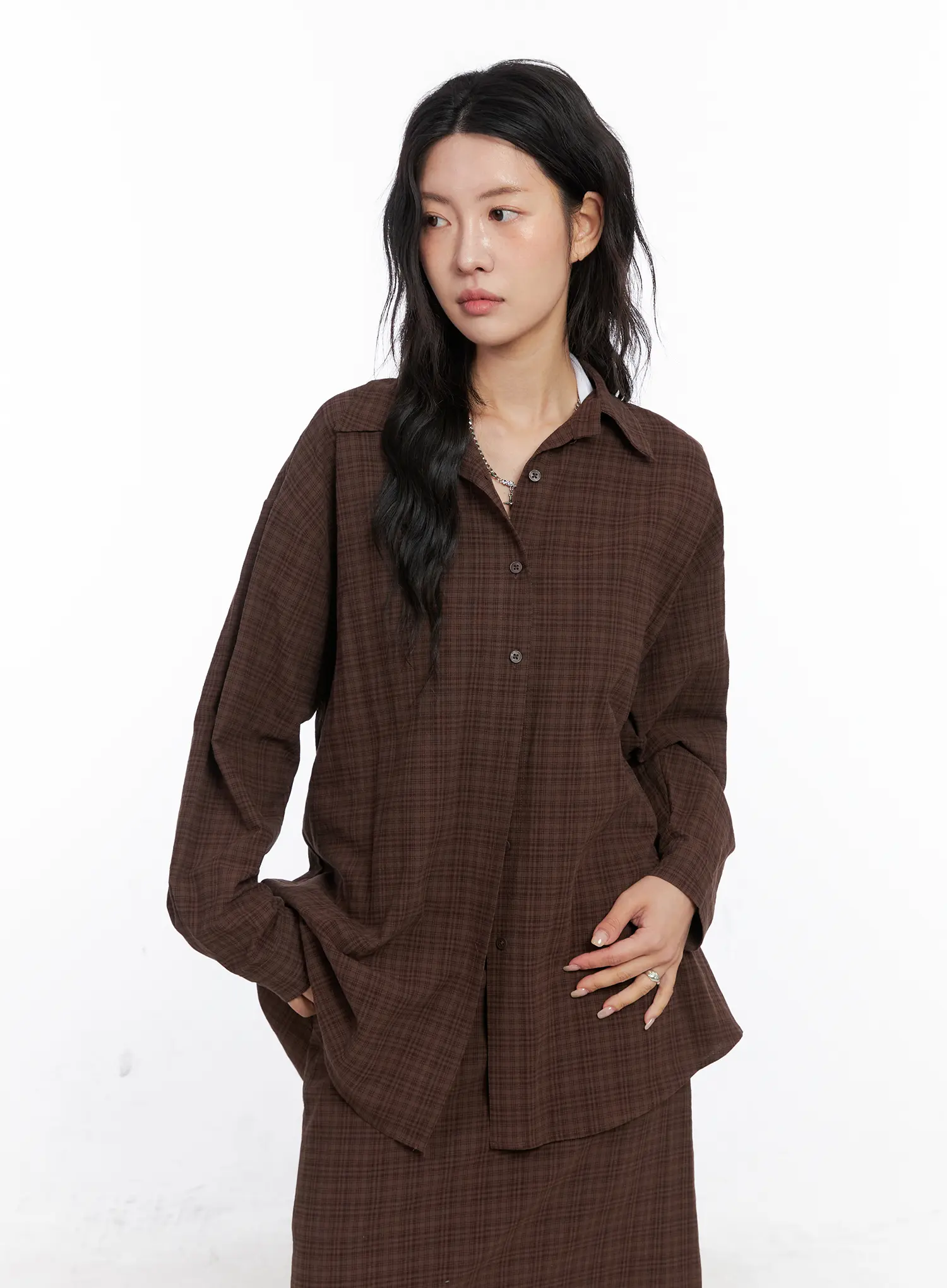 Plaid Oversized Long Sleeve Shirt CO508 - Image 3
