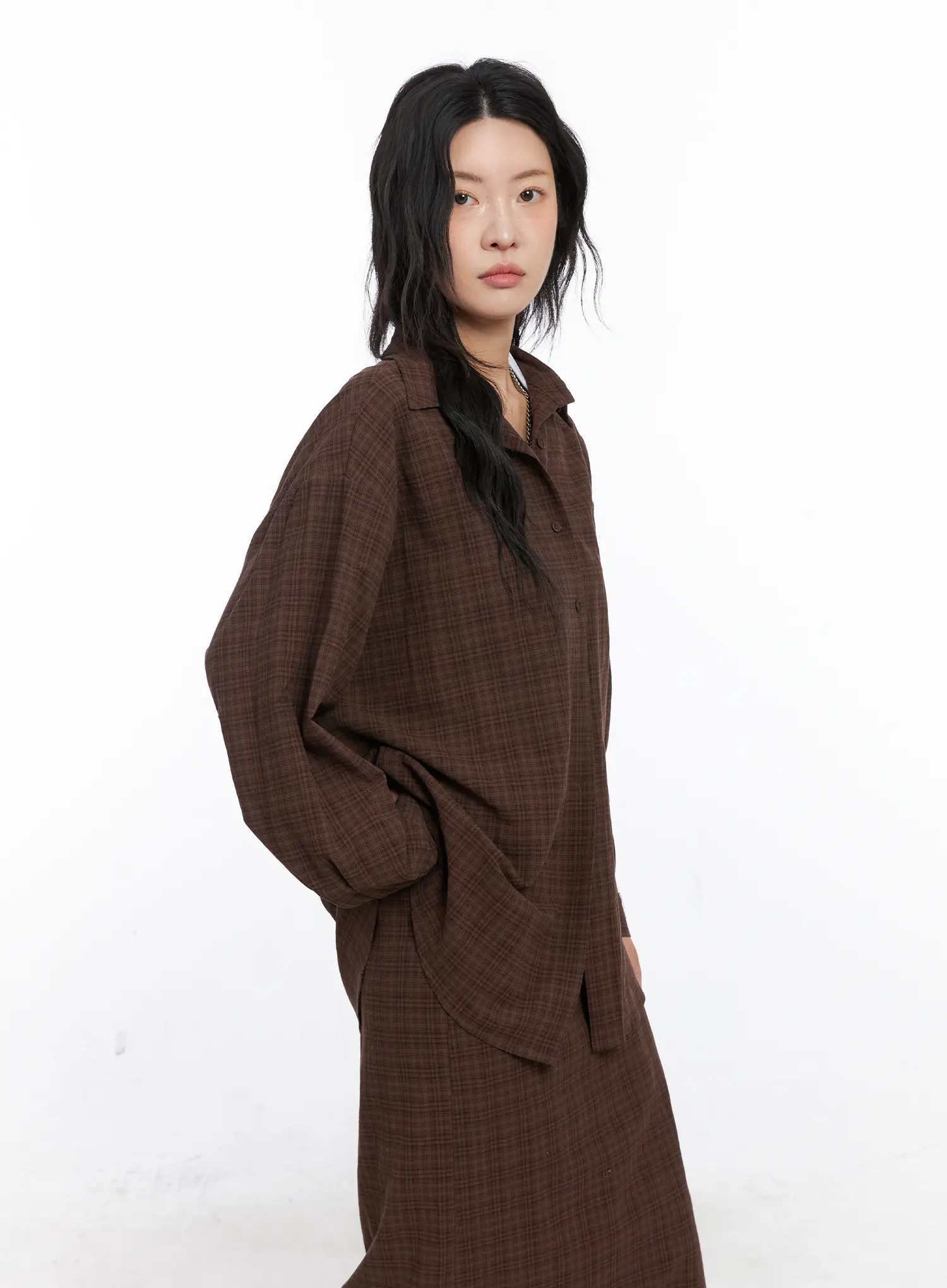 Plaid Oversized Long Sleeve Shirt CO508 - Image 5