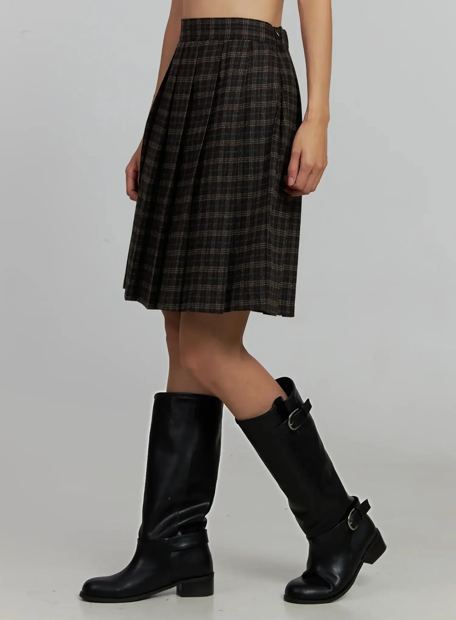 Plaid Pleated Midi Skirt IJ502 - Image 10