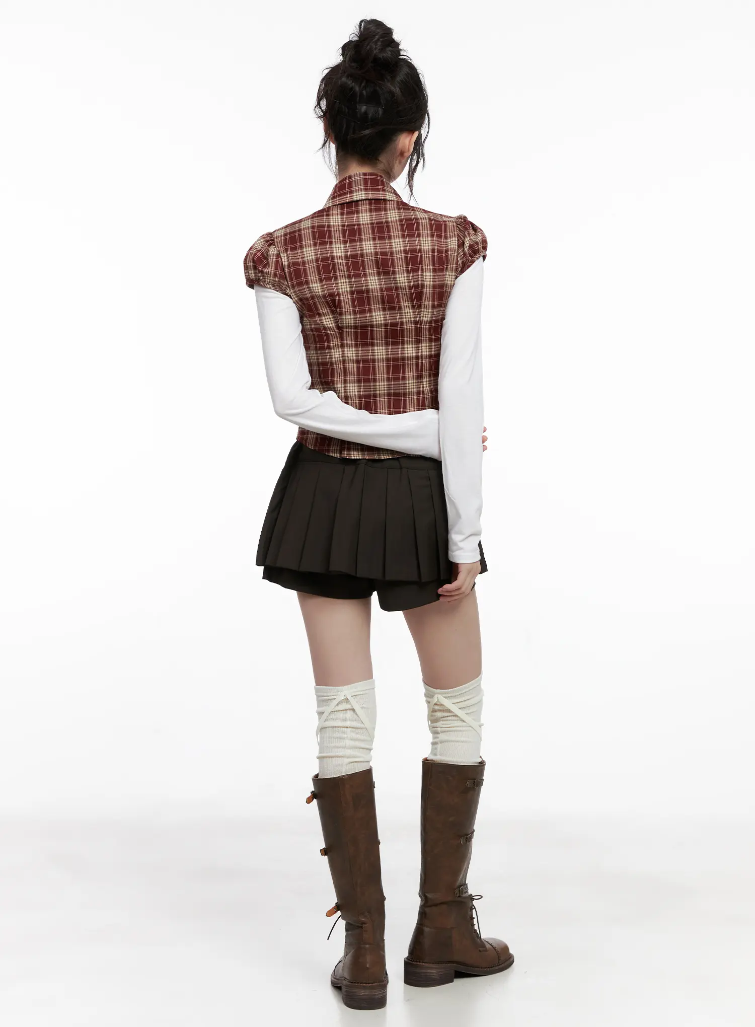 Plaid Puff Sleeve Top CG519 - Image 8
