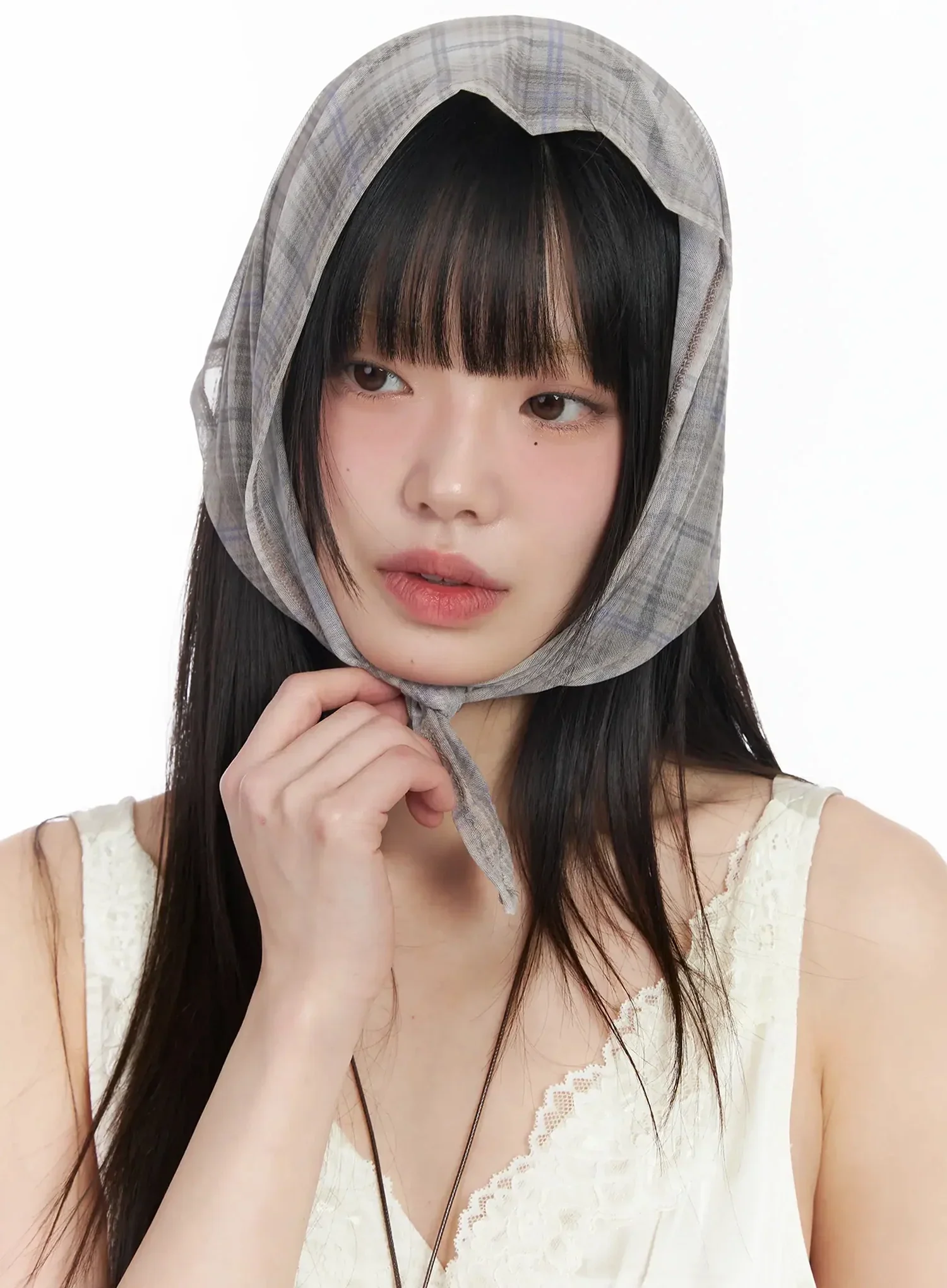 Plaid Sheer Headscarf IM523