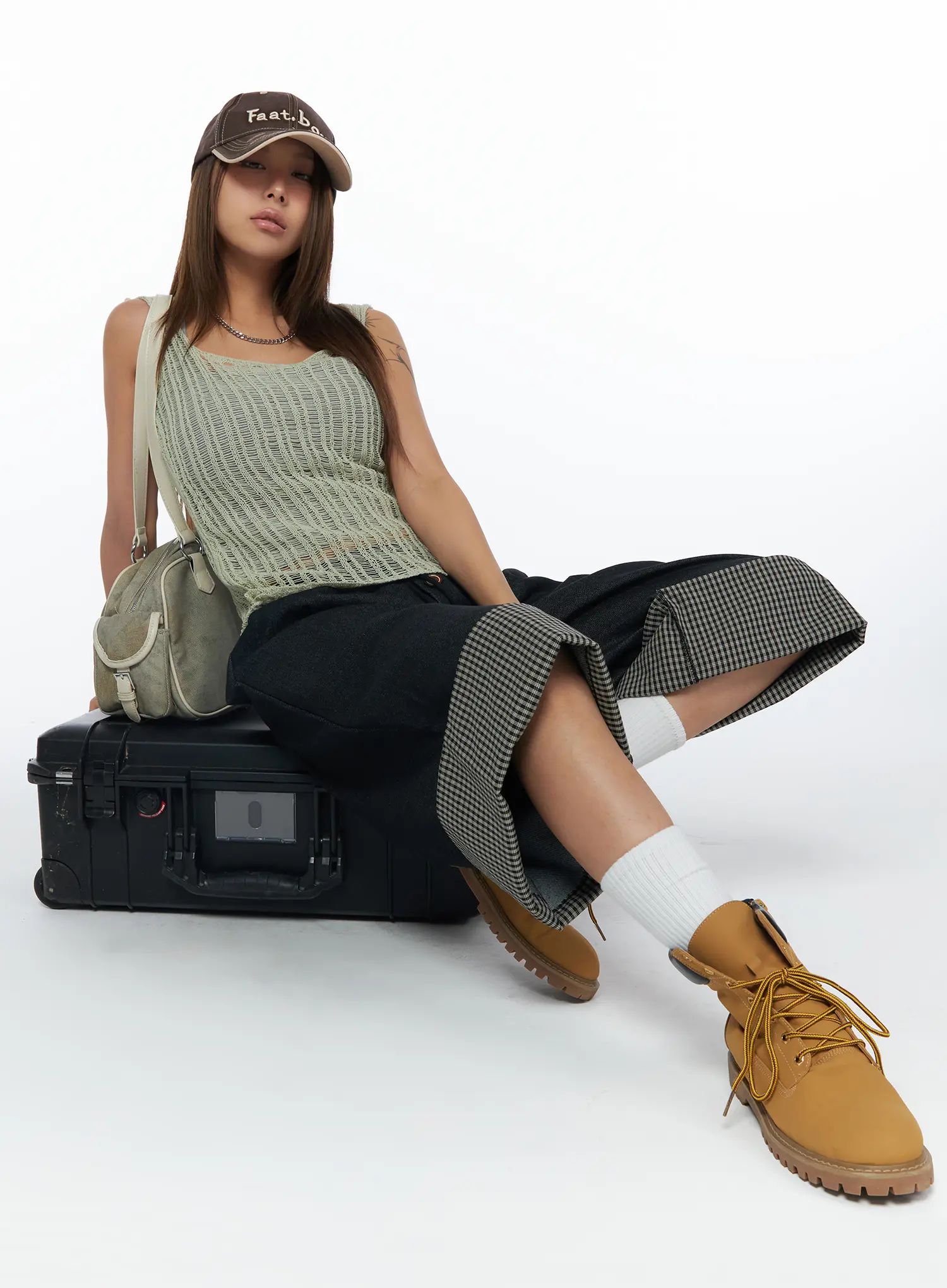 Plaid Wide Bermuda Shorts CA517