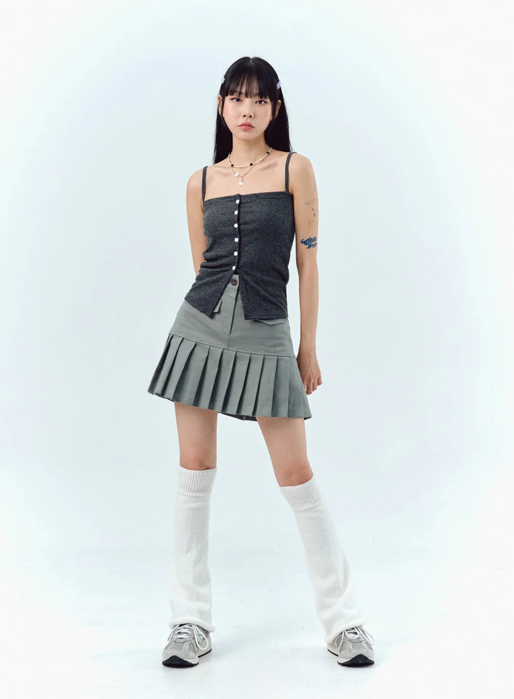 Pleated Cotton Mini Skirt IG303 - Image 8