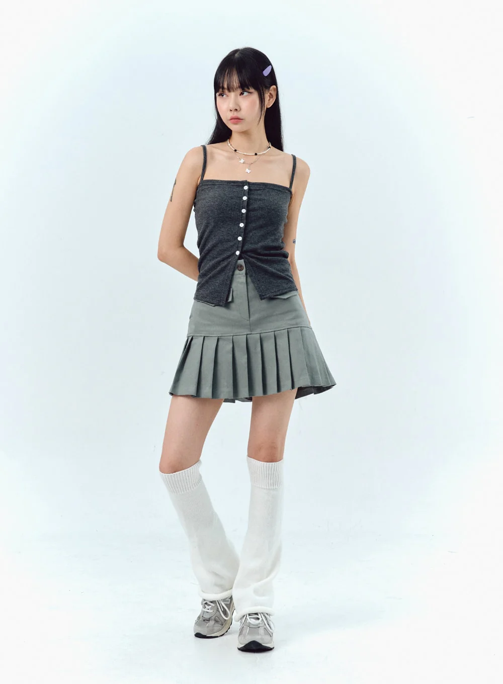 Pleated Cotton Mini Skirt IG303 - Image 9