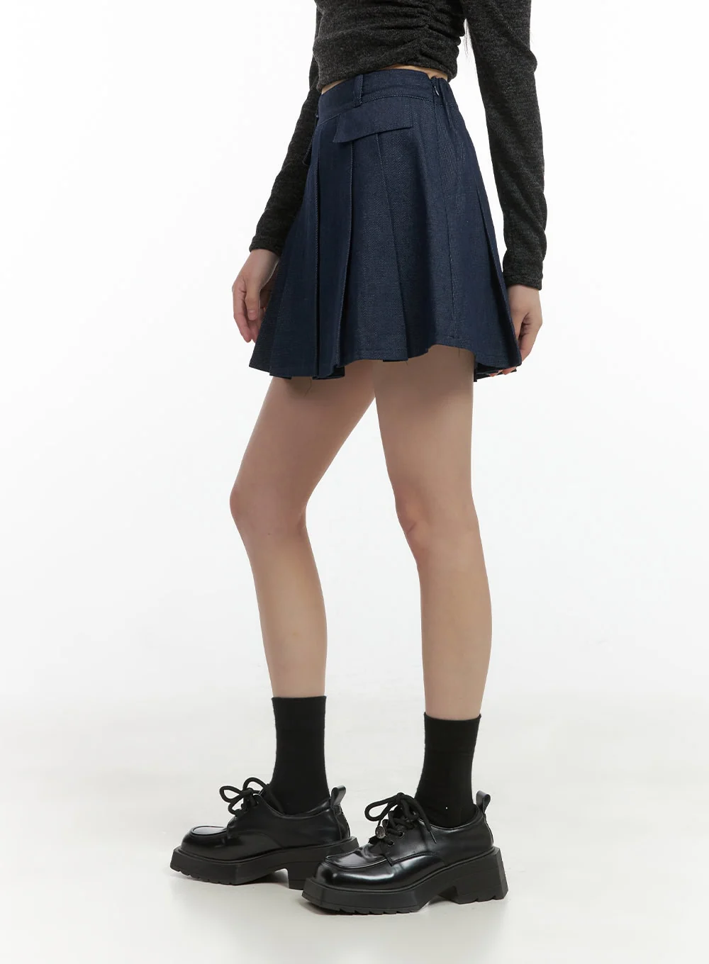 Pleated Denim Mini Skirt CO410 - Image 3