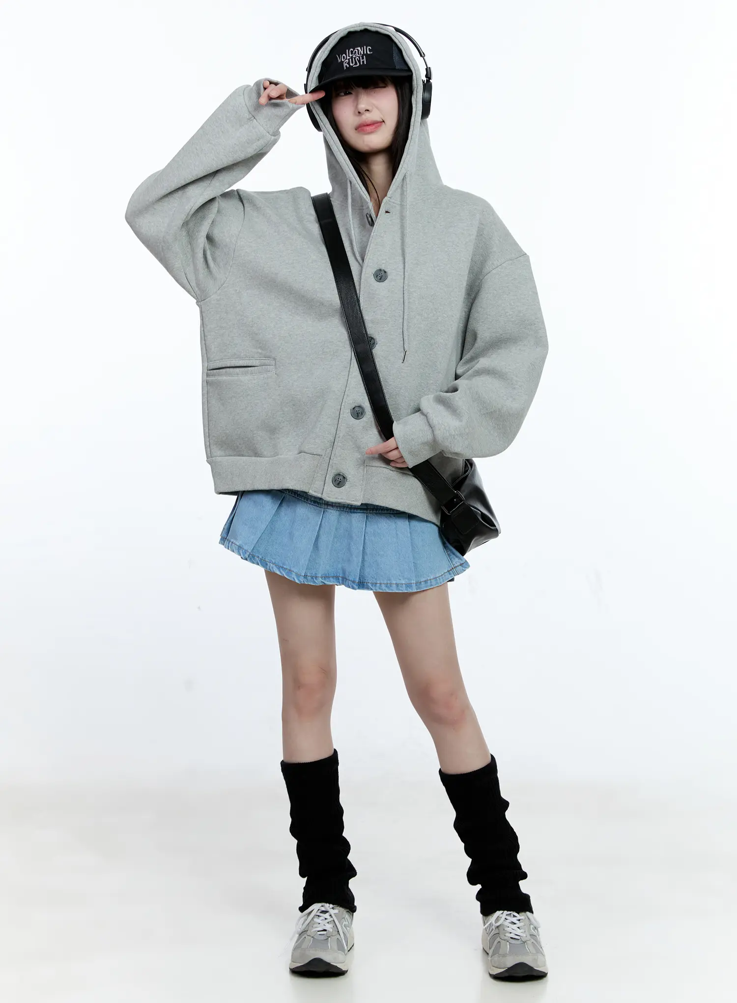 Pleated Denim Mini Skort CG511 - Image 2