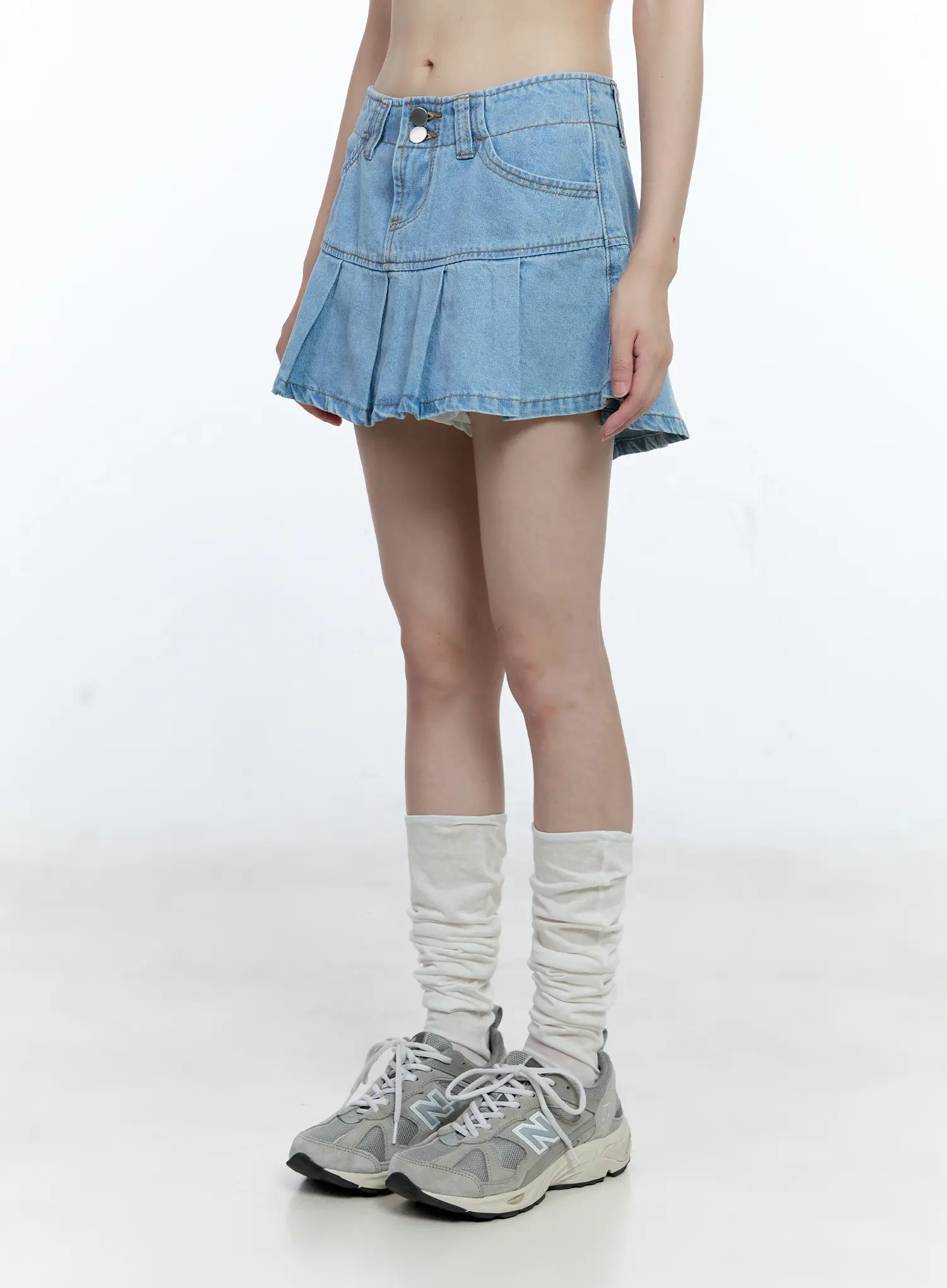 Pleated Denim Mini Skort CG511 - Image 3