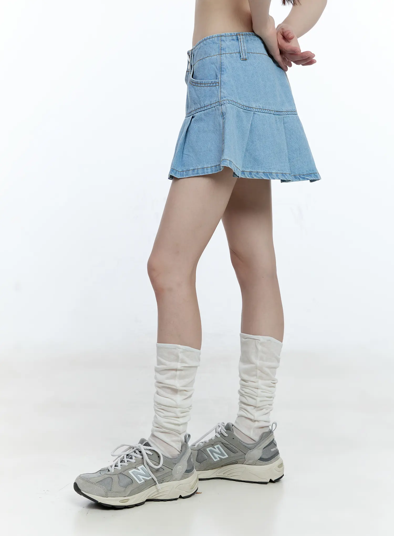 Pleated Denim Mini Skort CG511 - Image 4