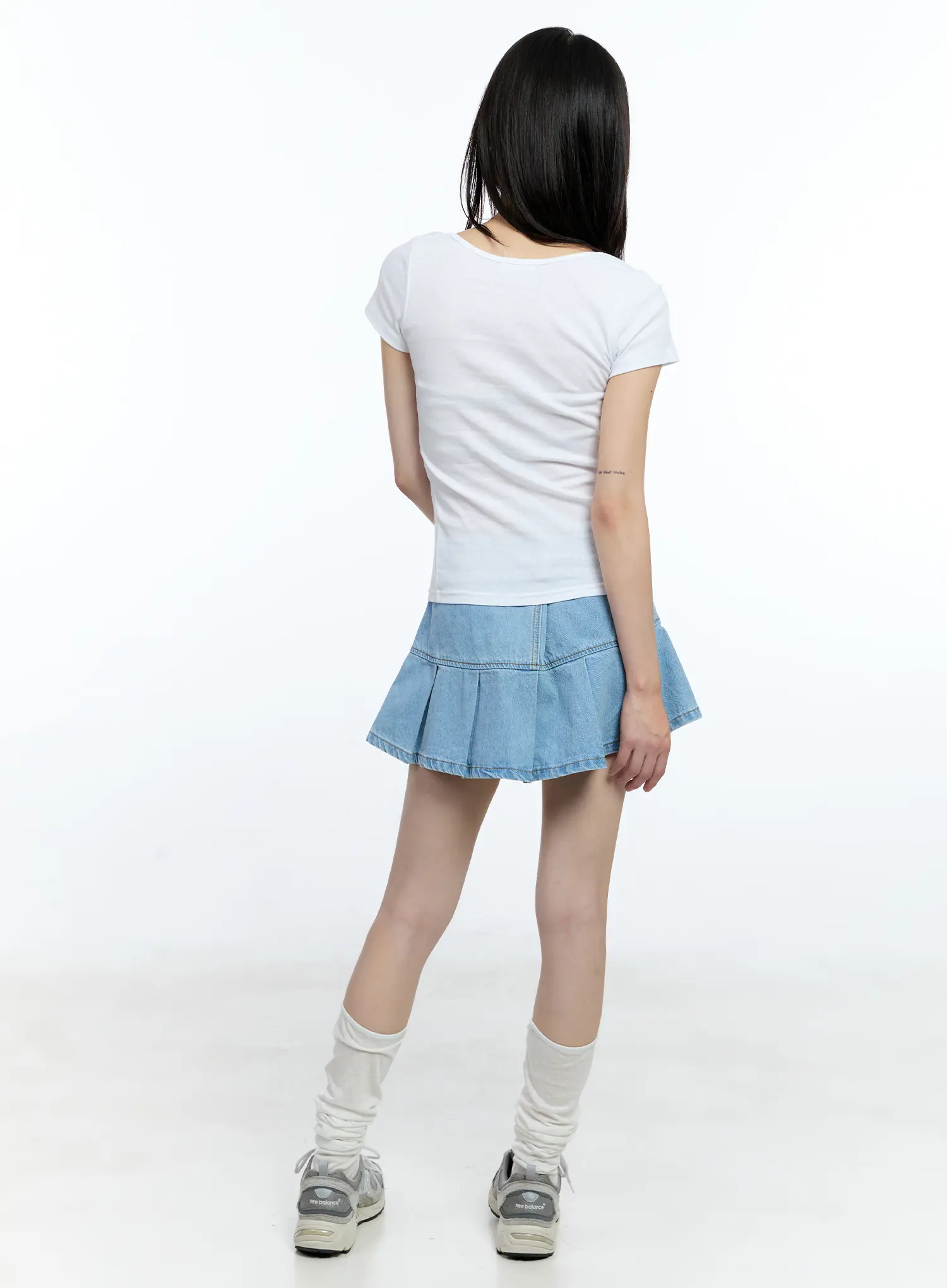 Pleated Denim Mini Skort CG511 - Image 8
