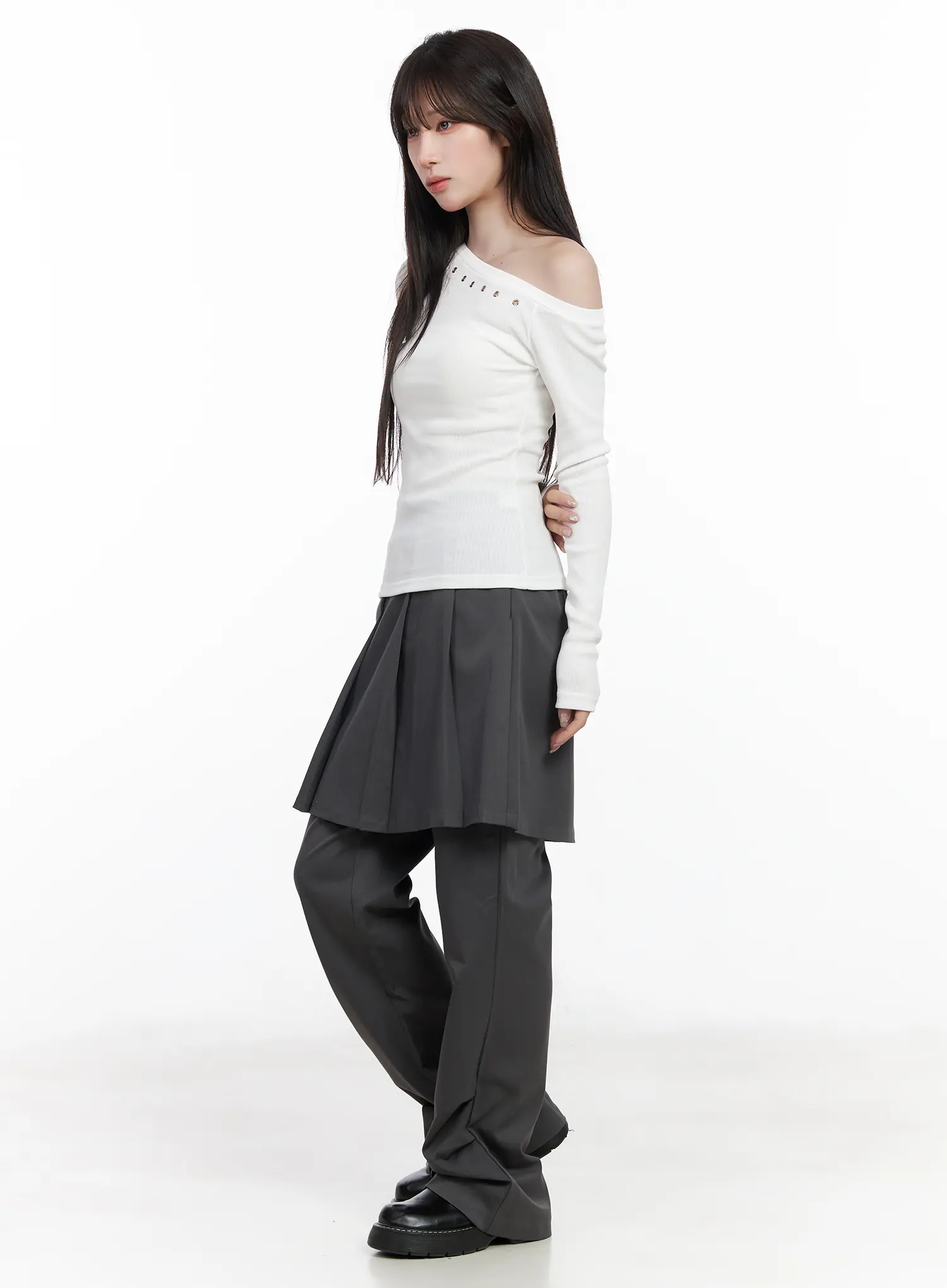 Pleated Layered Skirt Pants CF523 - Image 5