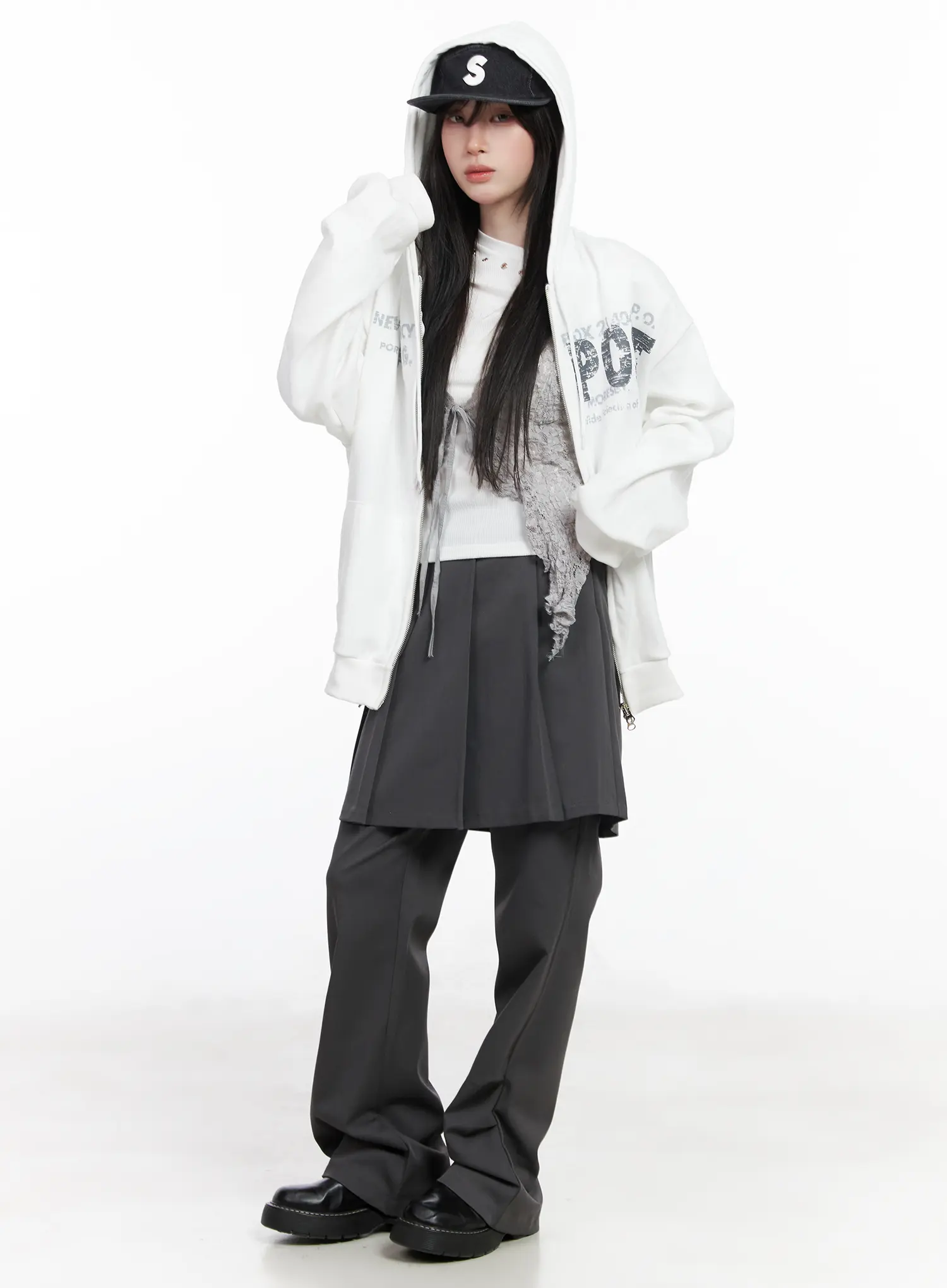 Pleated Layered Skirt Pants CF523 - Image 8