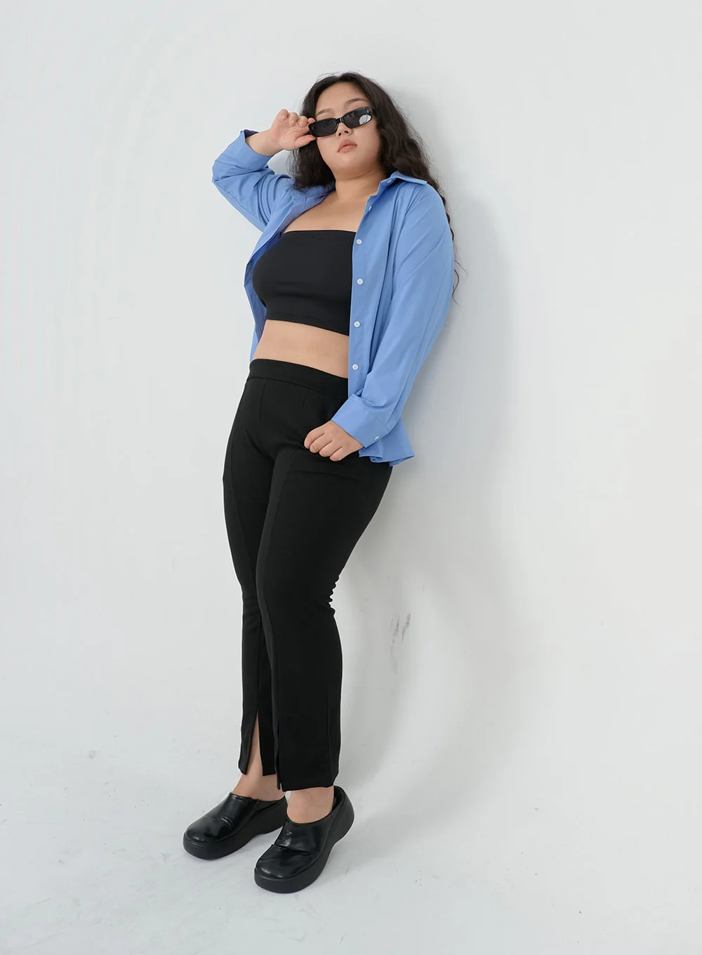 Plus Cotton Bending Bootcut Pants IS05 - Image 11