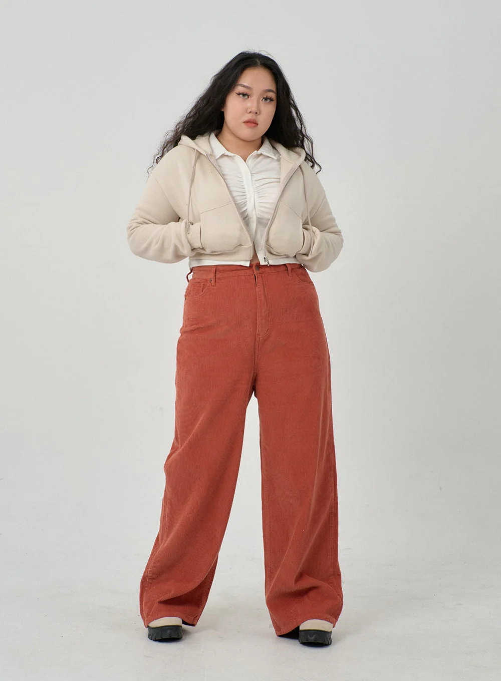 Plus Ruffle Bust Button Cropped Top ID20 - Image 12