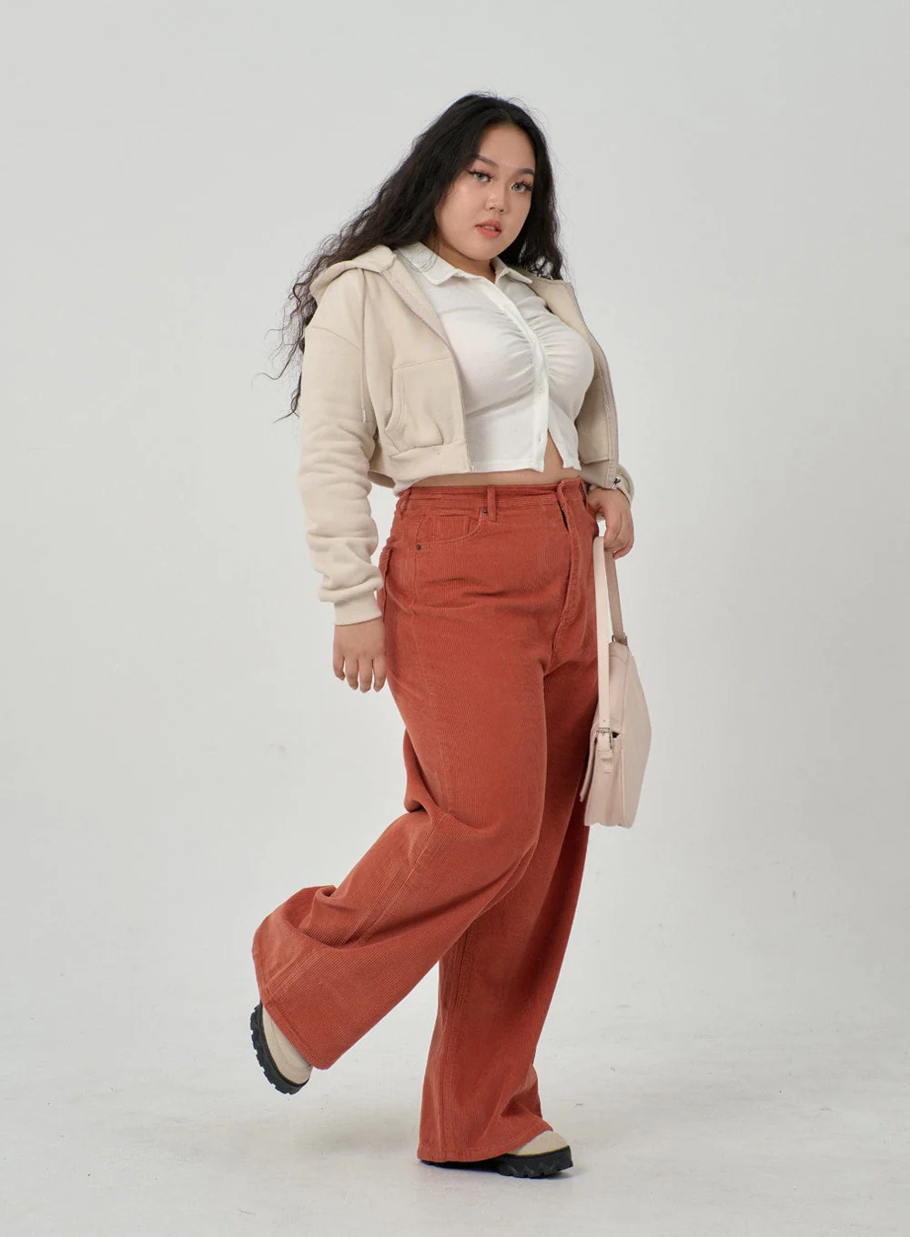 Plus Ruffle Bust Button Cropped Top ID20 - Image 13
