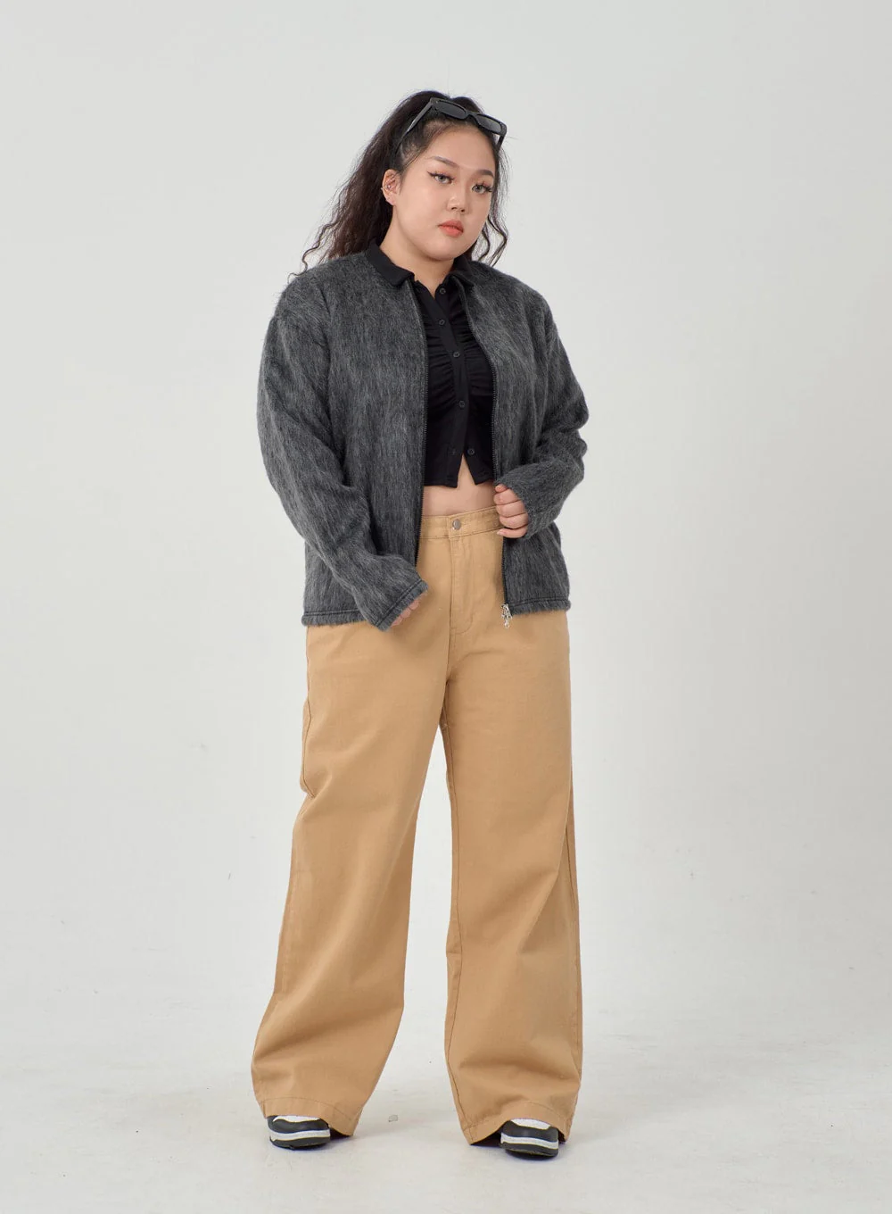 Plus Ruffle Bust Button Cropped Top ID20 - Image 20