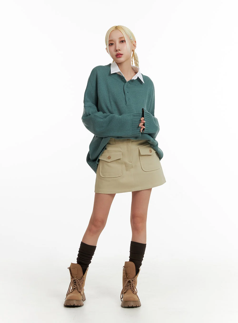 Pocket Cotton Mini Skirt IF408 - Image 3