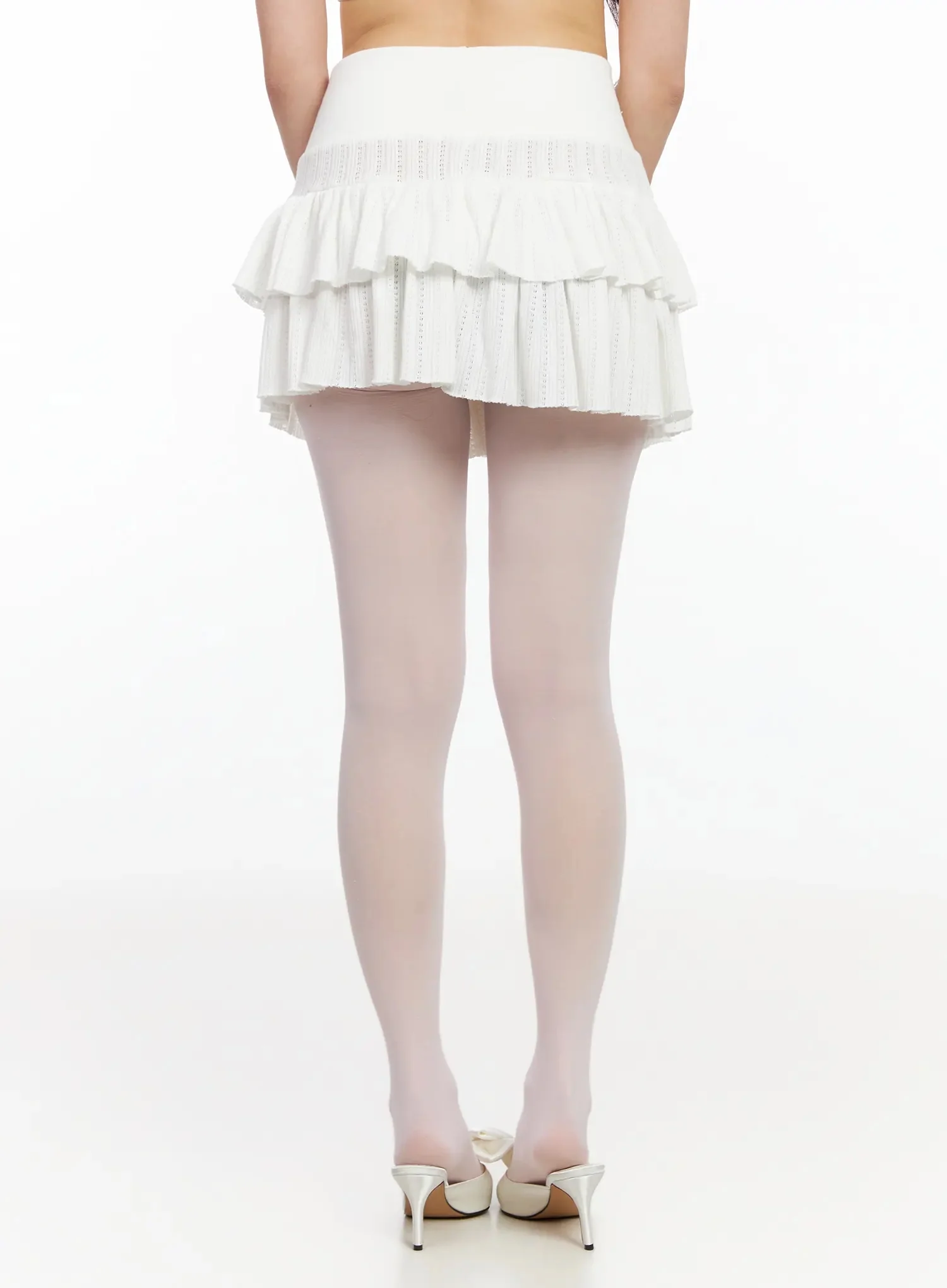 Pointelle Layered Ruffle Mini Skirt IA523 - Image 12