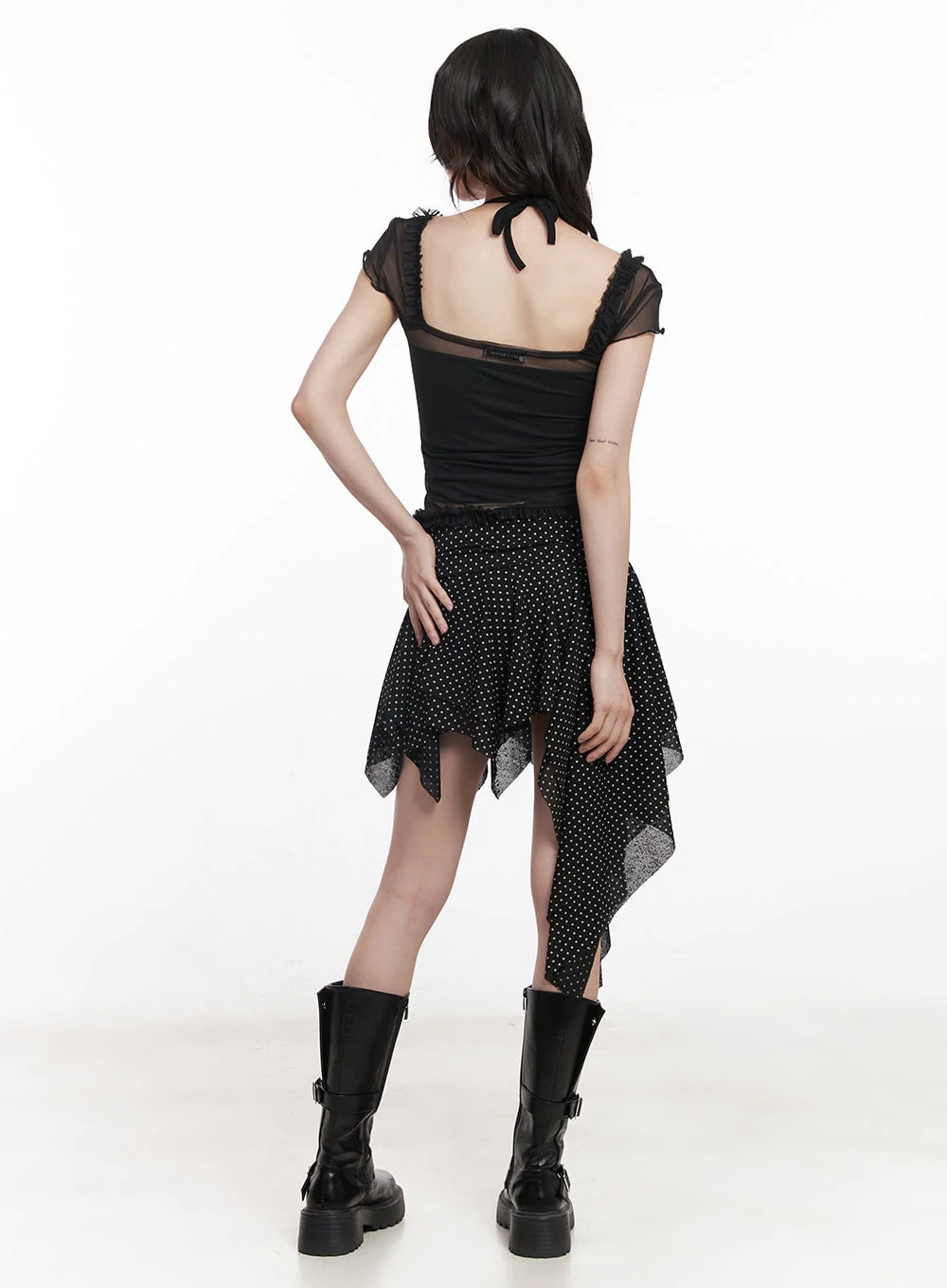 Polka Dot Asymmetric Ruffle Mini Skirt CY520 - Image 6