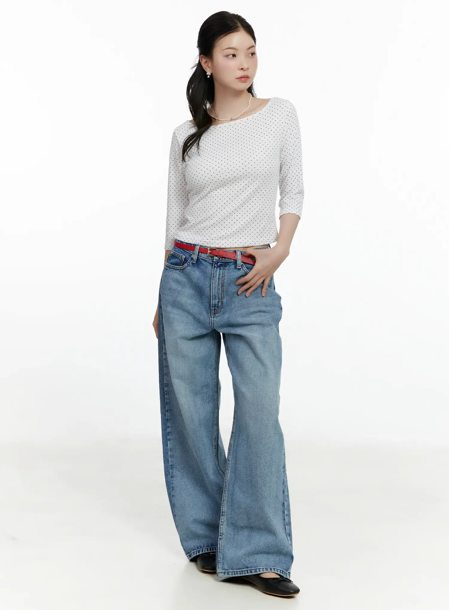 Polka Dot Boat Neck Top F502 - Image 3