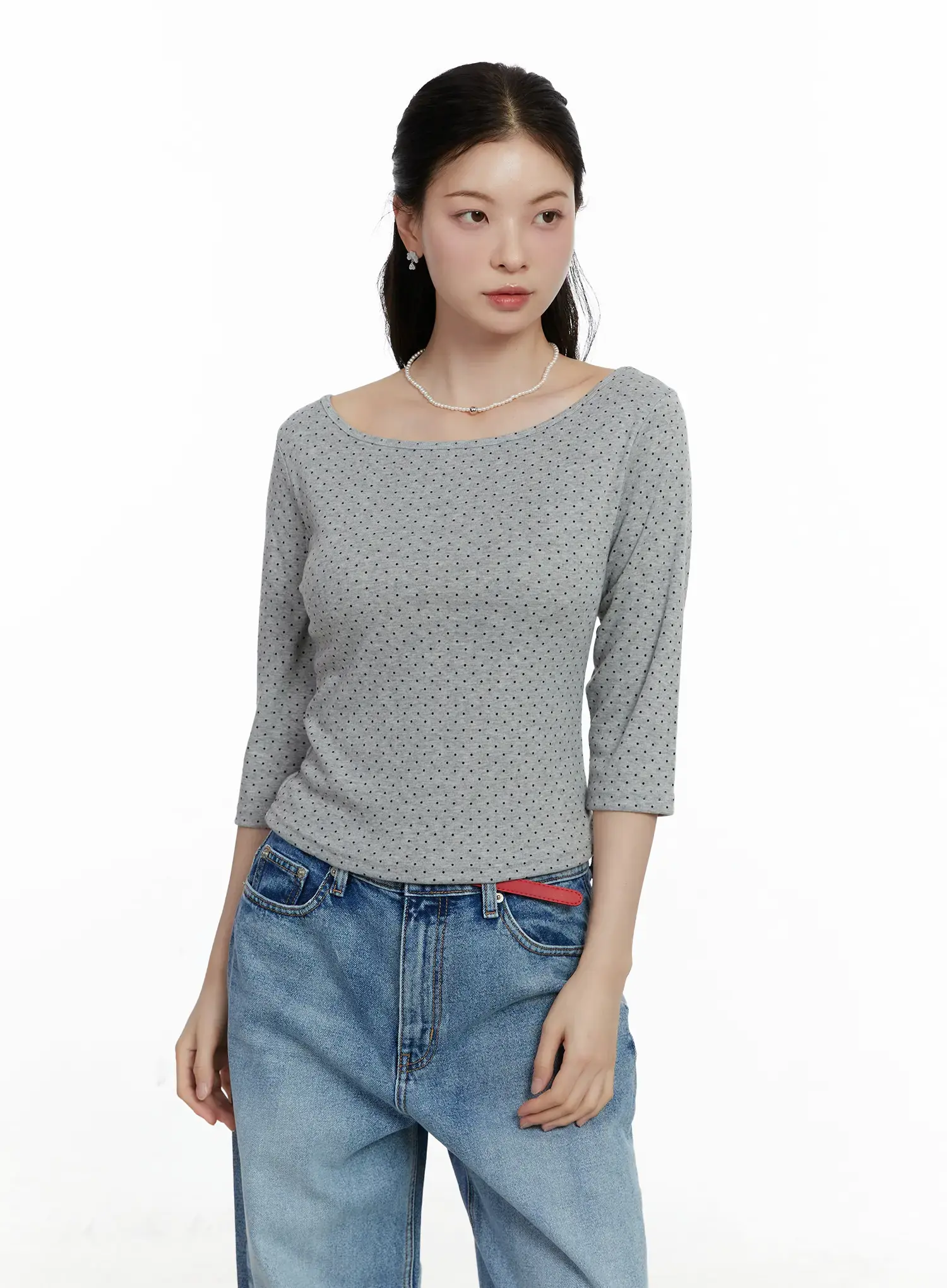 Polka Dot Boat Neck Top F502 - Image 6