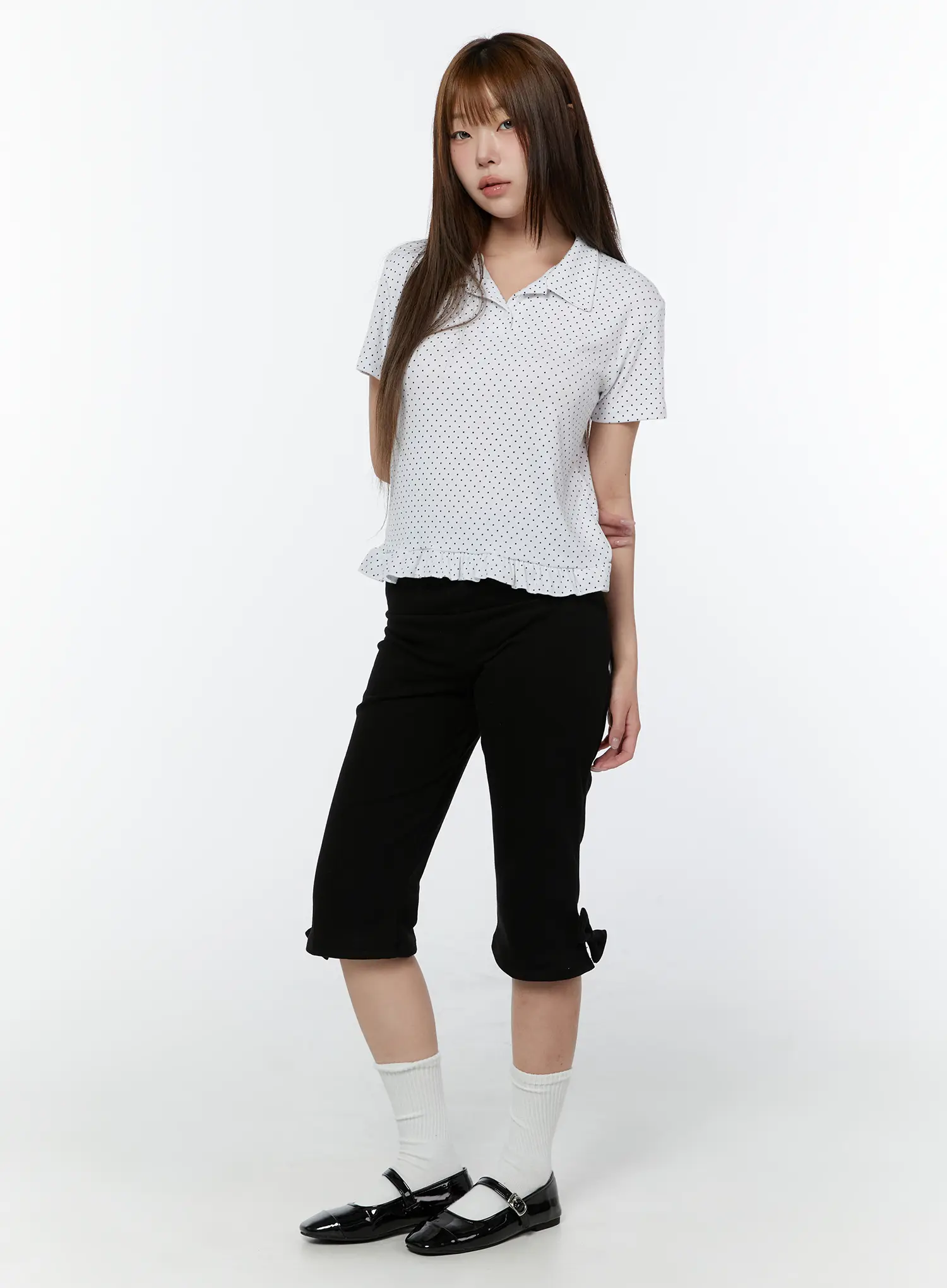 Polka Dot Collar Frill Blouse CY518 - Image 3