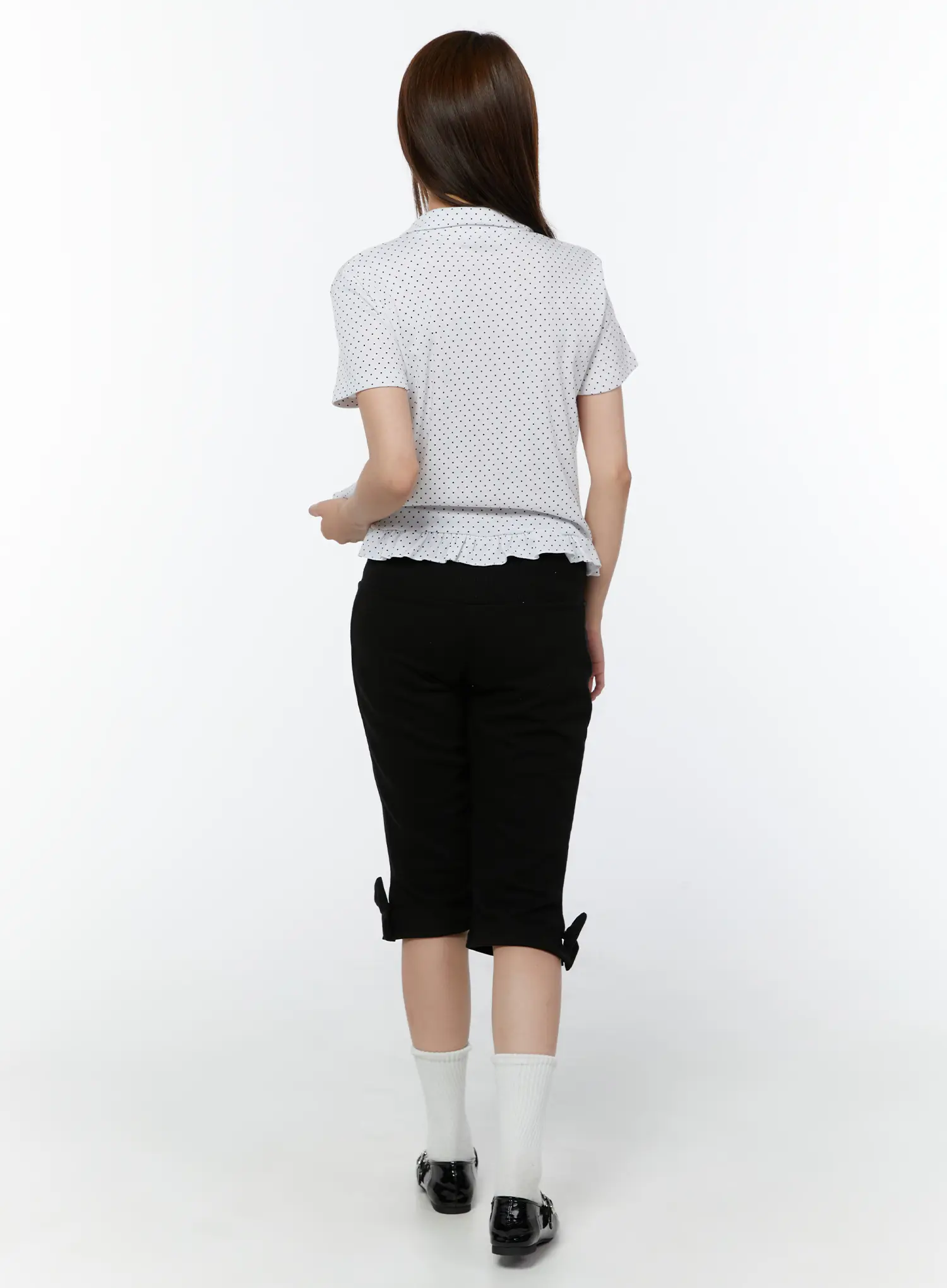 Polka Dot Collar Frill Blouse CY518 - Image 5