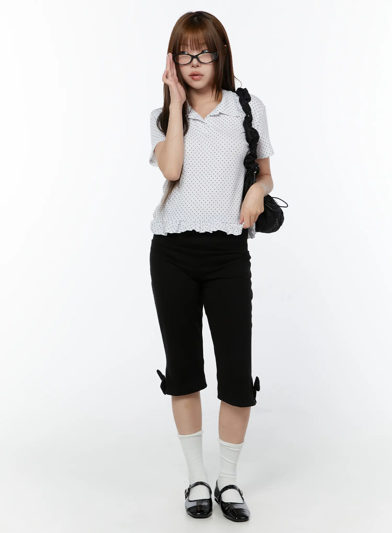 Polka Dot Collar Frill Blouse CY518 - Image 8