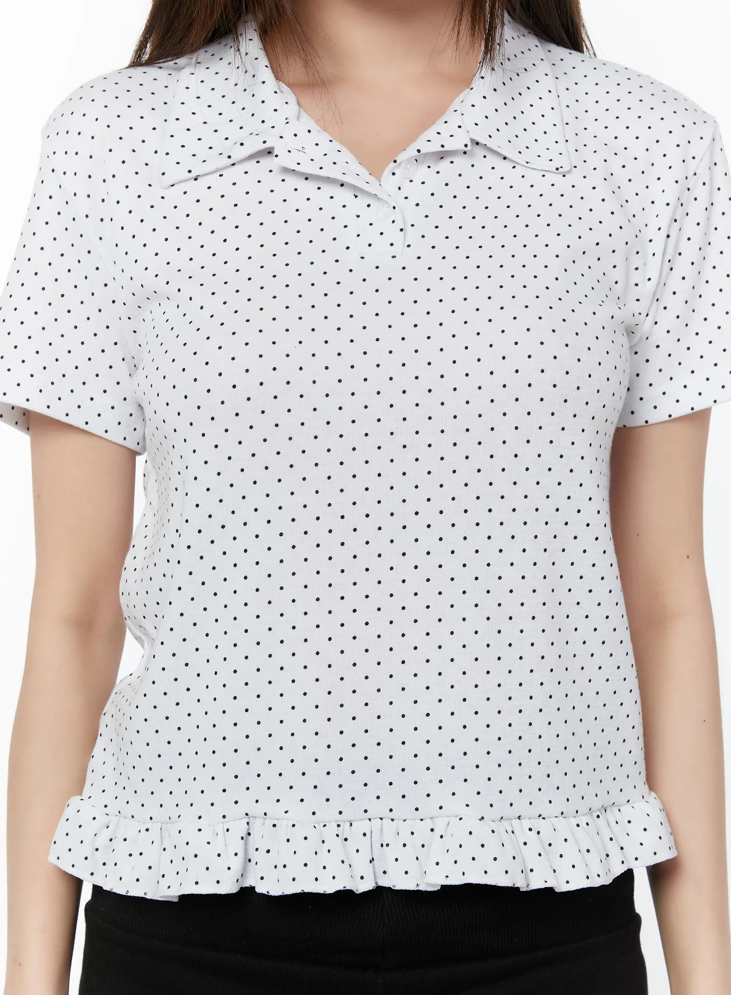 Polka Dot Collar Frill Blouse CY518 - Image 9