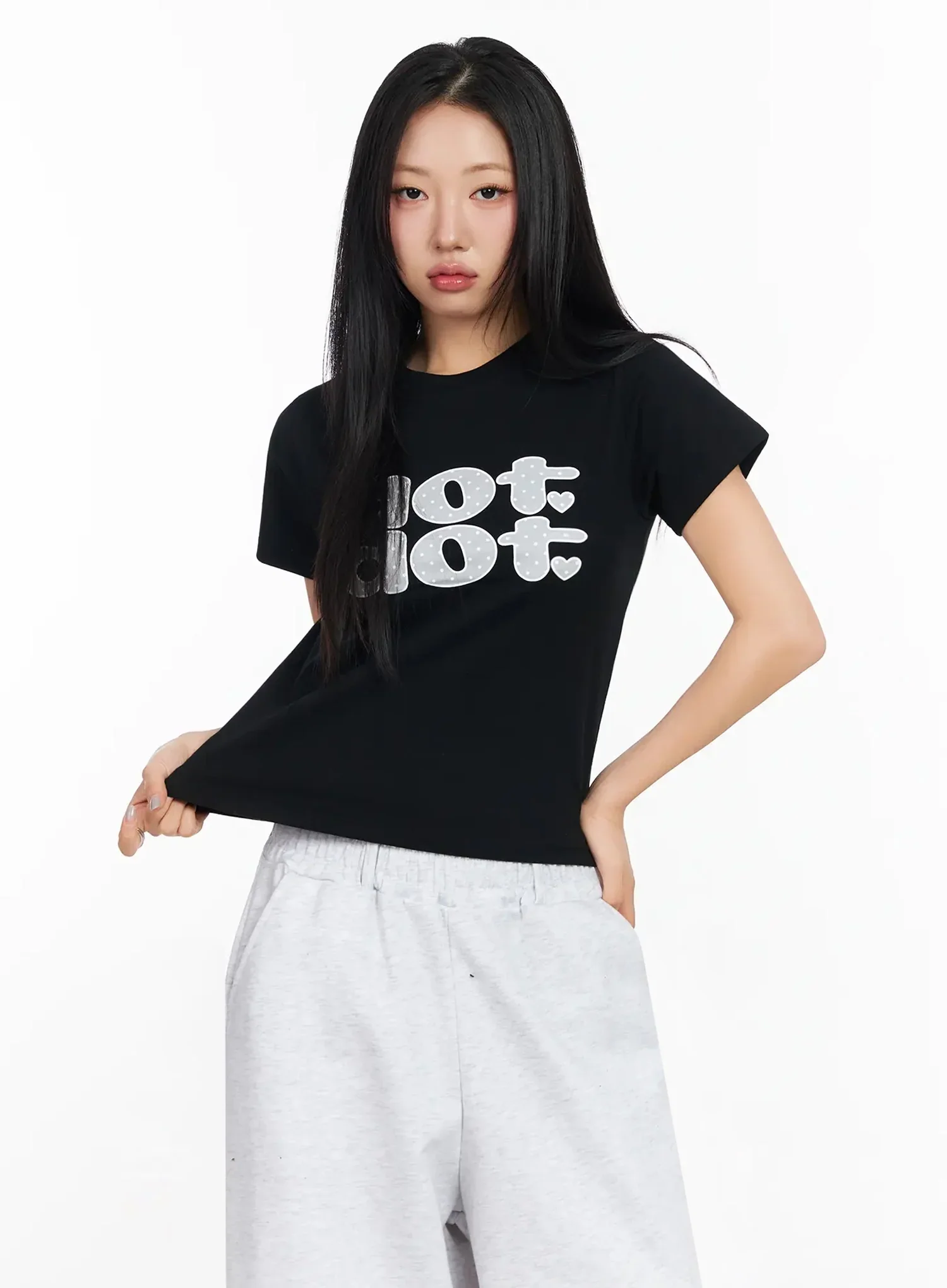 Polka Dot Graphic Crop Top IA507 - Image 2