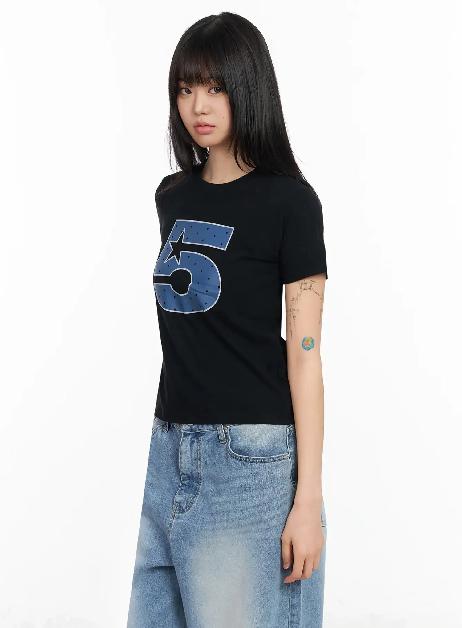 Polka Dot Graphic Number Crop Tee IA523 - Image 14