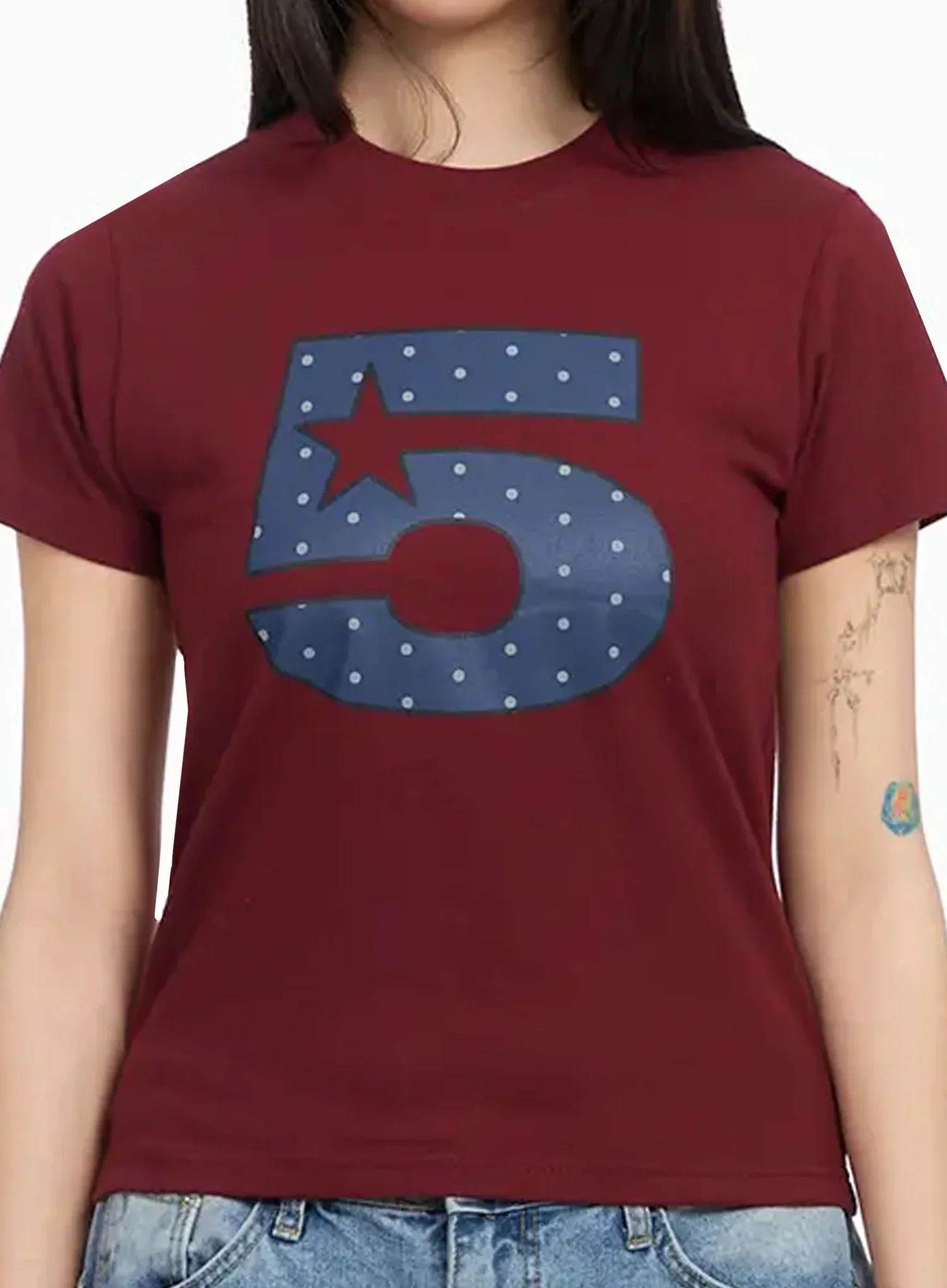 Polka Dot Graphic Number Crop Tee IA523 - Image 4