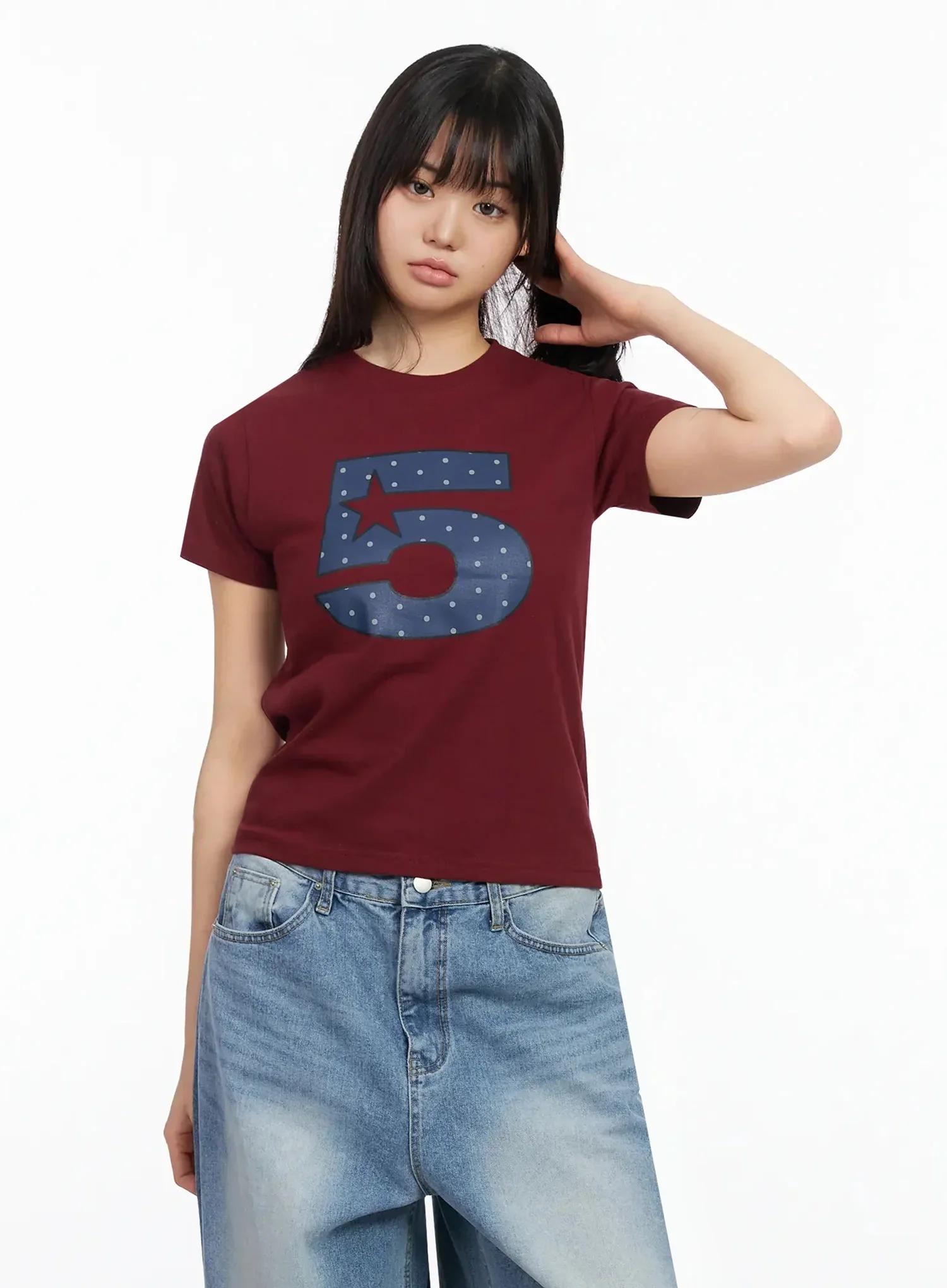 Polka Dot Graphic Number Crop Tee IA523 - Image 7