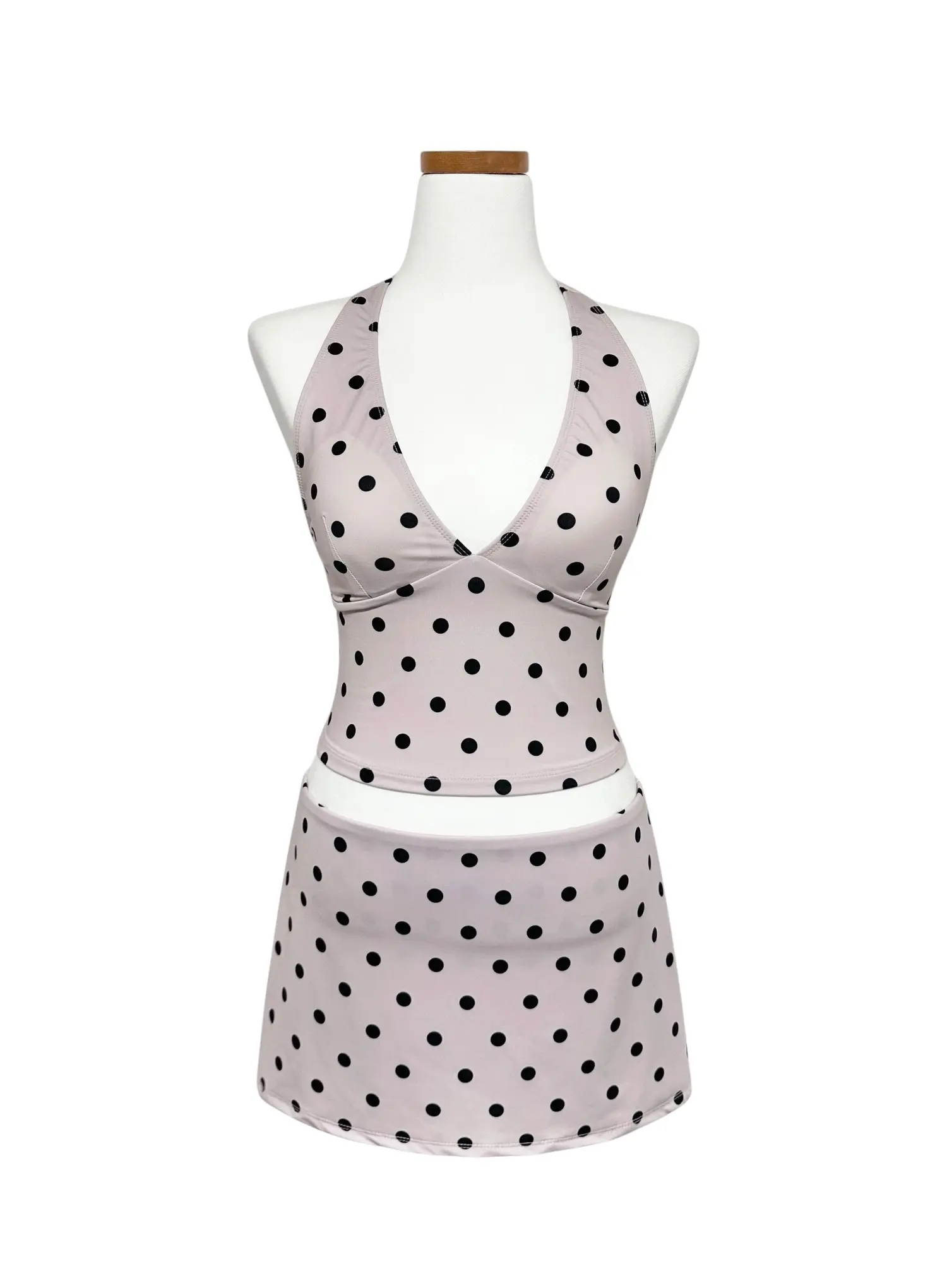 Polka Dot Halter Neck Tankini Set IY514