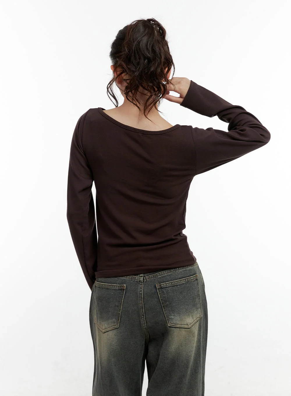 Printed Boat Neck Long Sleeve Shirt CN404 - Image 6