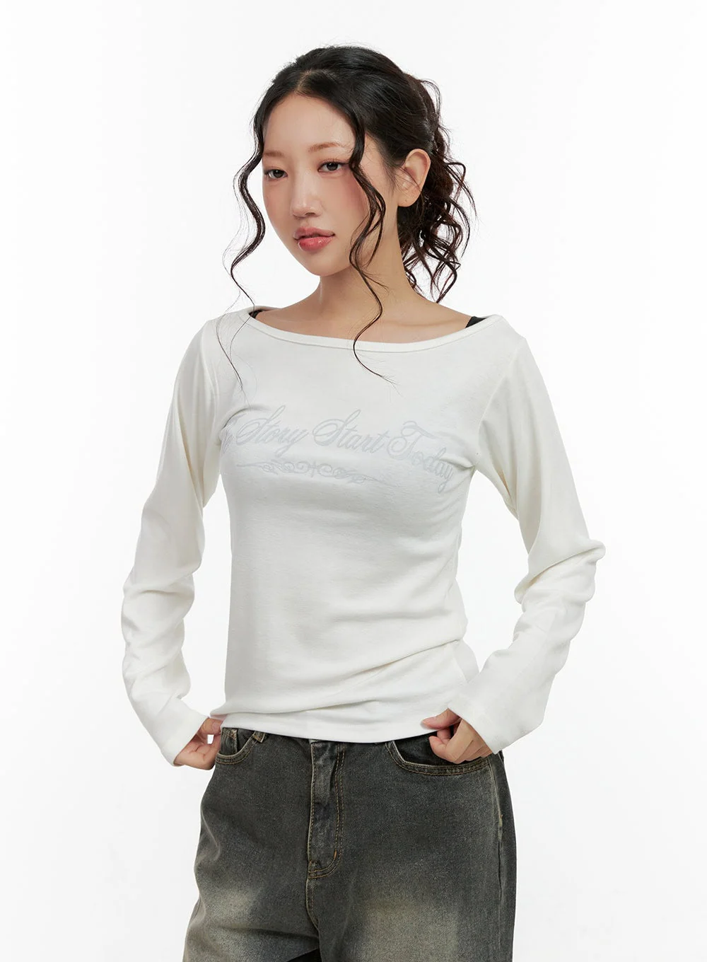 Printed Boat Neck Long Sleeve Shirt CN404 - Image 8