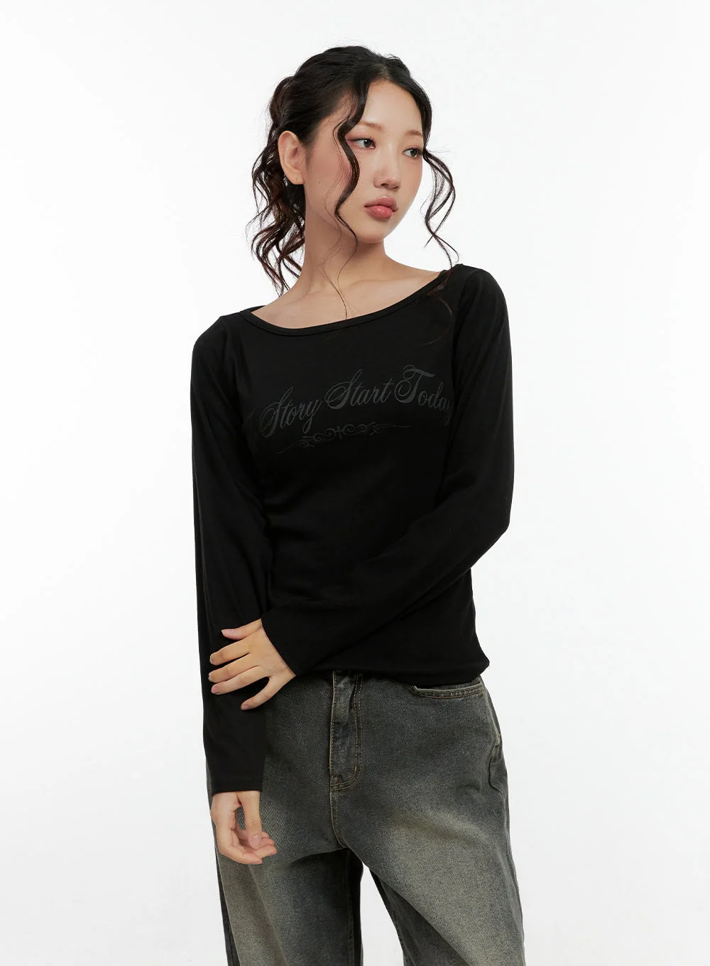 Printed Boat Neck Long Sleeve Shirt CN404 - Image 9