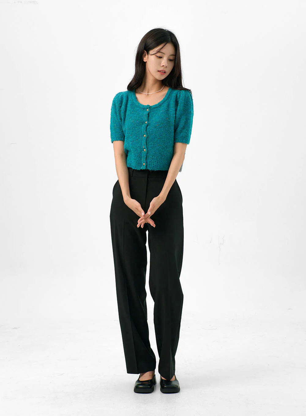 Puff Short-Sleeve Cardigan OG323 - Image 5