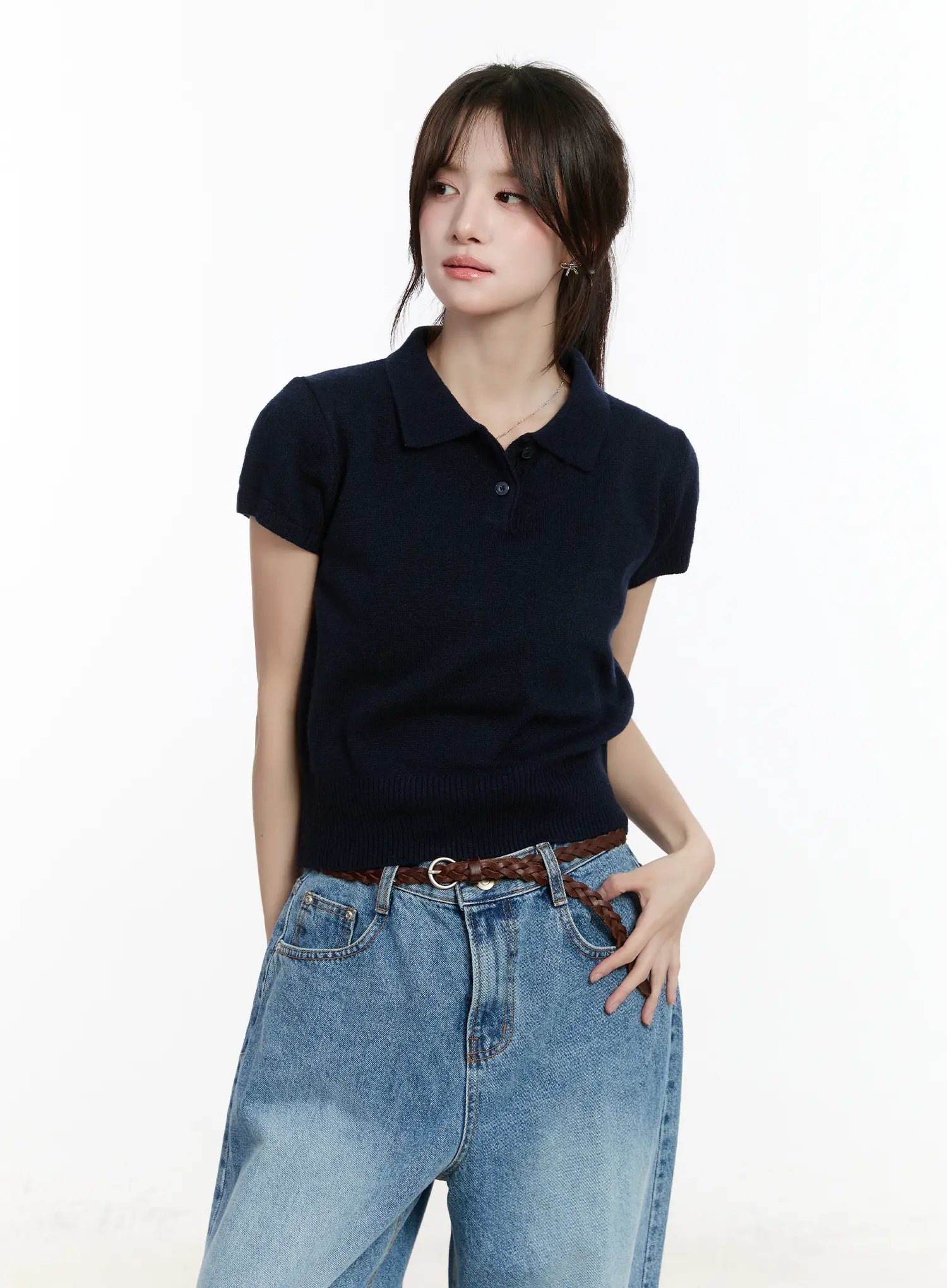 Puff Sleeve Collared Short Sleeve Top CM505 - Image 2